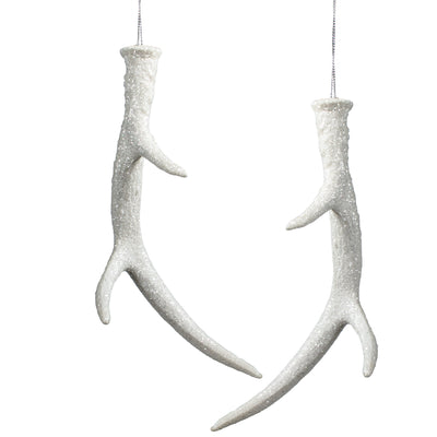 8.5" Glitter Antler Ornament: White (Set of 2) Item Number: XY798227