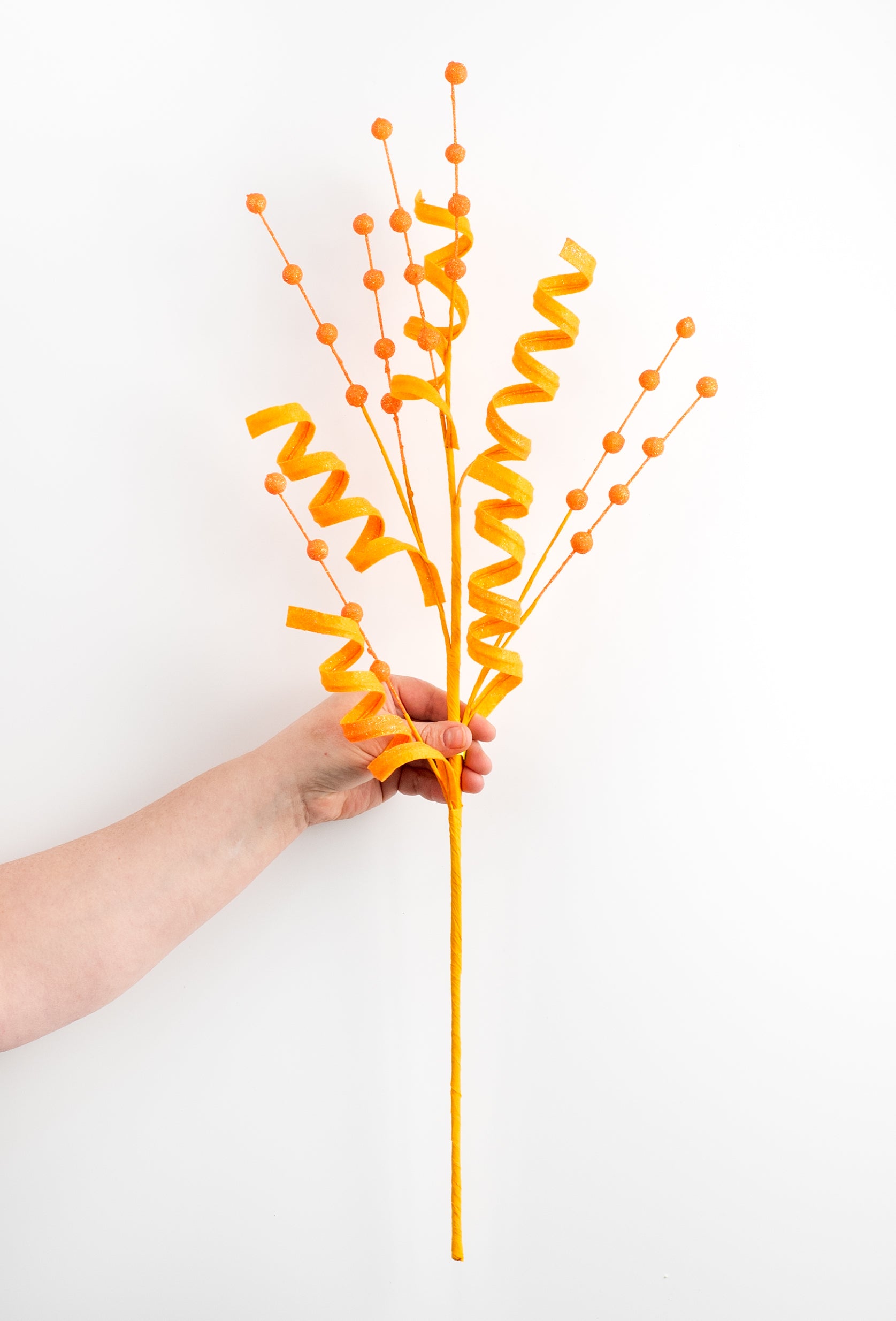 29" Glitter Ball Curly Spray: Orange detail photo 3
