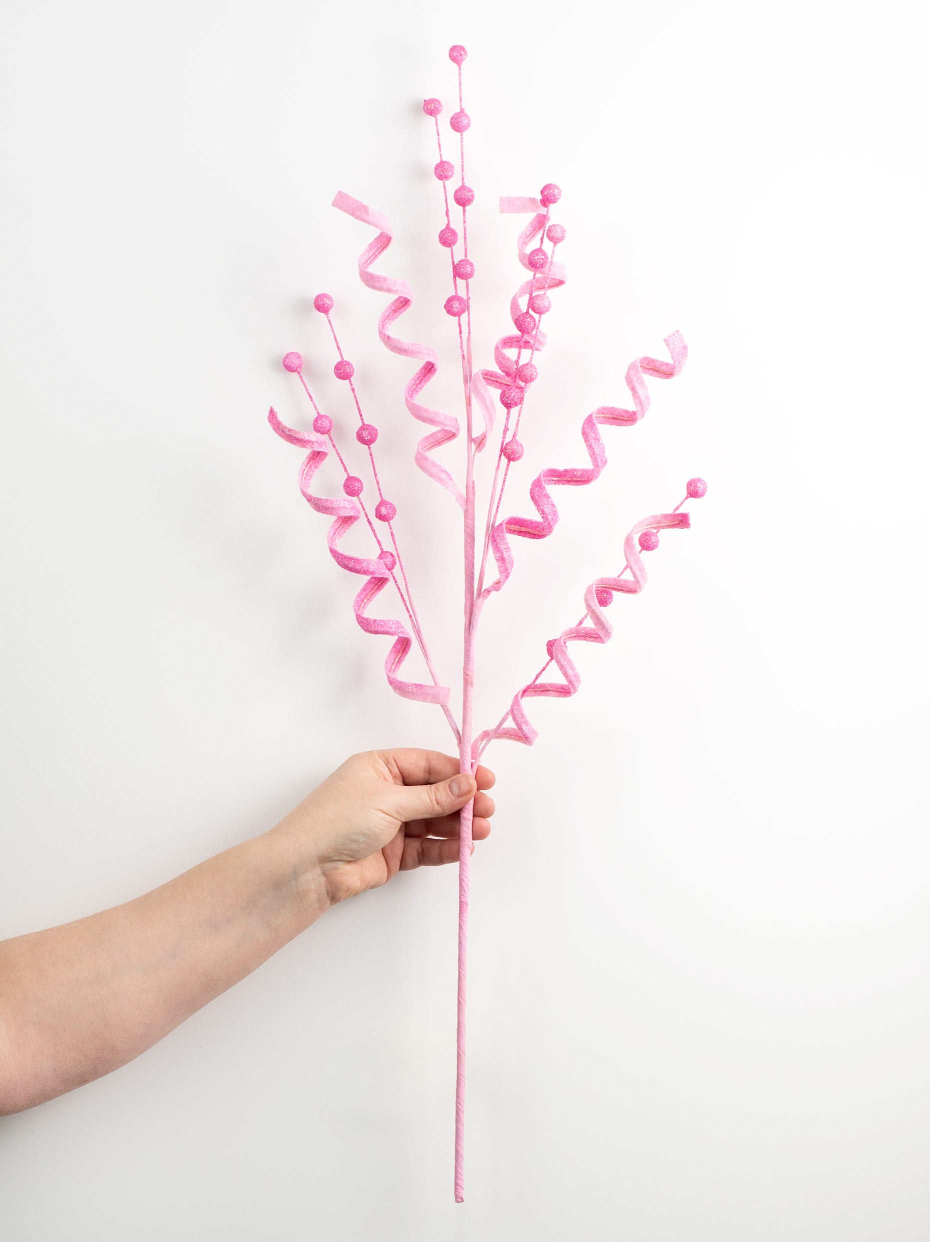 29" Glitter Ball Curly Spray: Pink detail photo 3