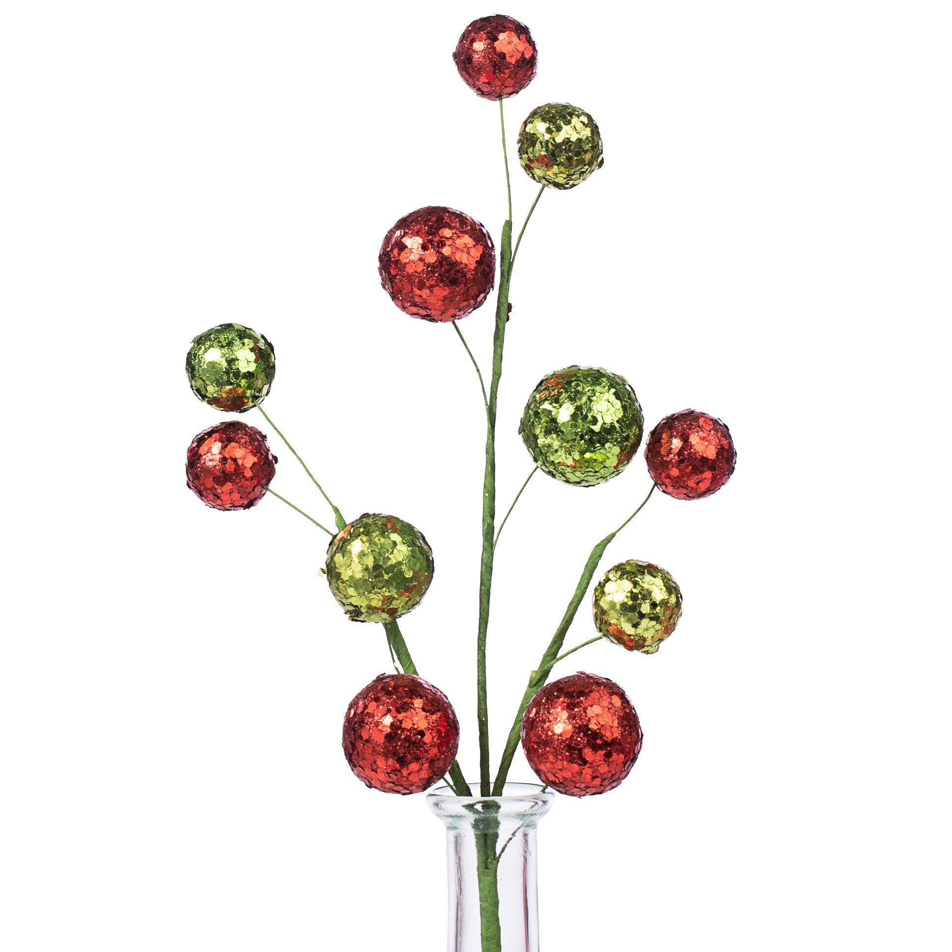 14" Glitter Ball Spray: Red & Lime Green Item Number: 81294RDGN