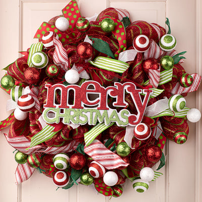 5' Glitter Ball Wired Garland: Red, Lime Green, White Lifestyle Photo