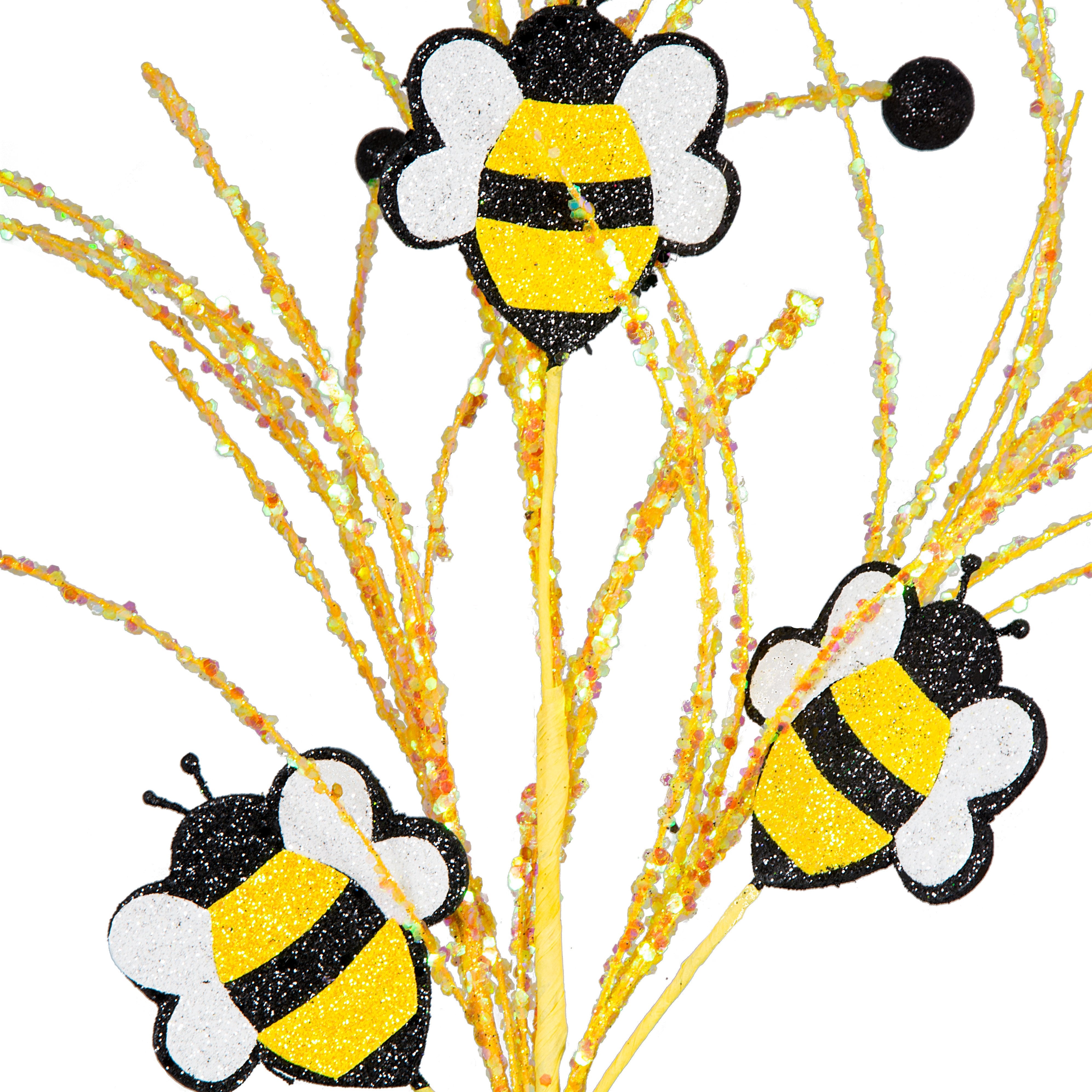 28" Glitter Bumble Bee Ball Spray: Yellow, Black & White detail photo 3
