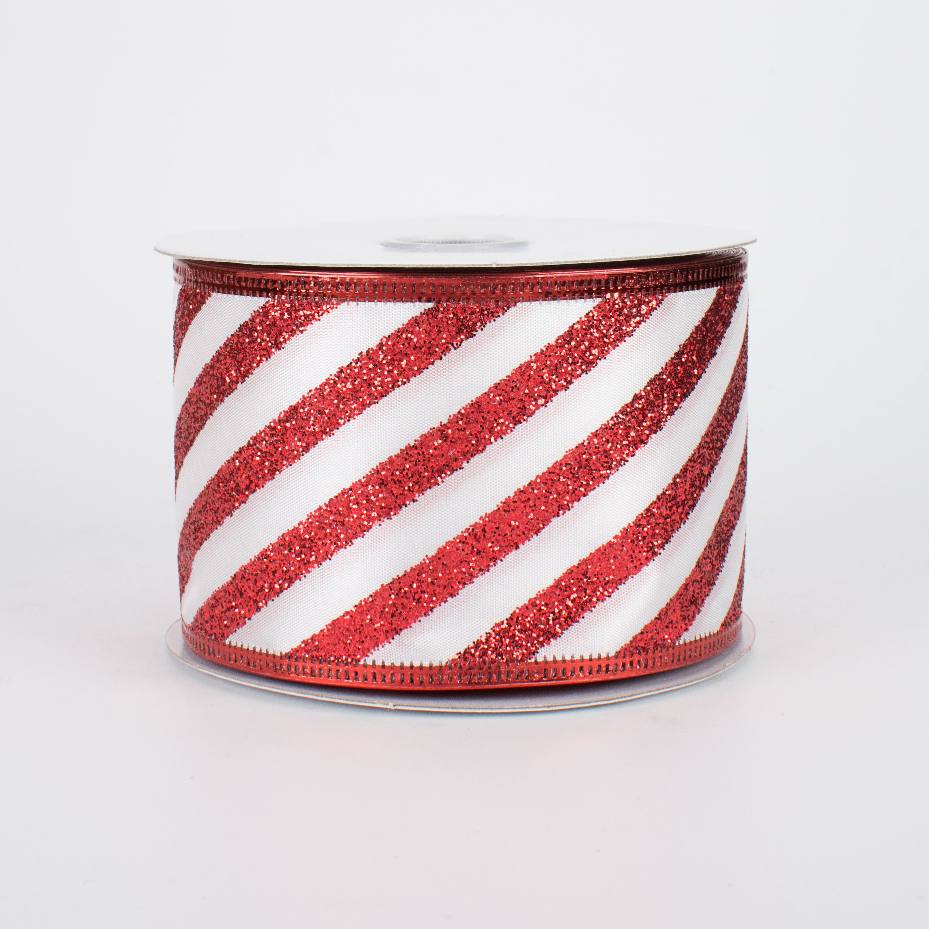 2.5" Glitter Candy Cane Stripe Ribbon (10 Yards)