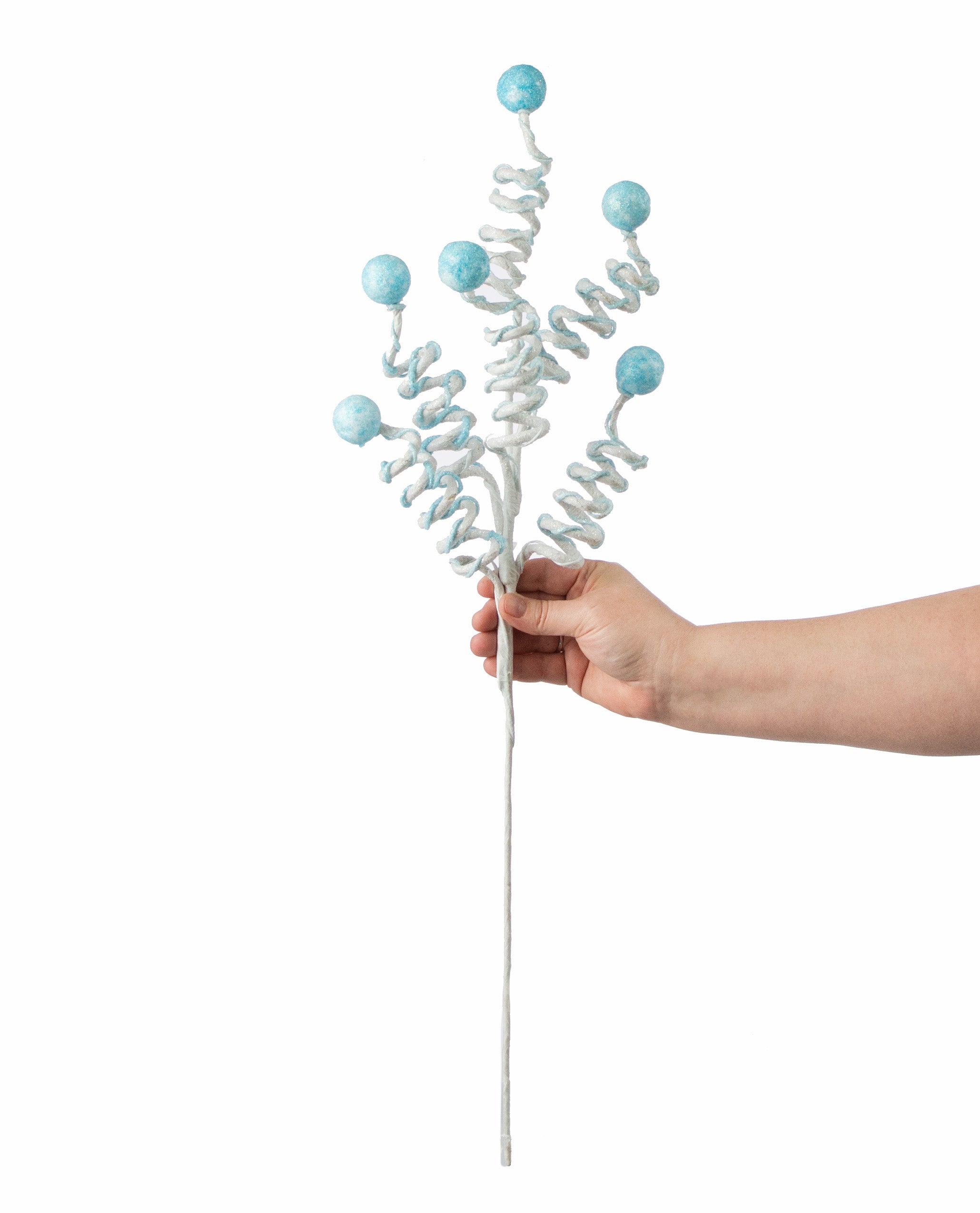 29" Glitter Curl Ball Spray: Light Blue & White detail photo 3