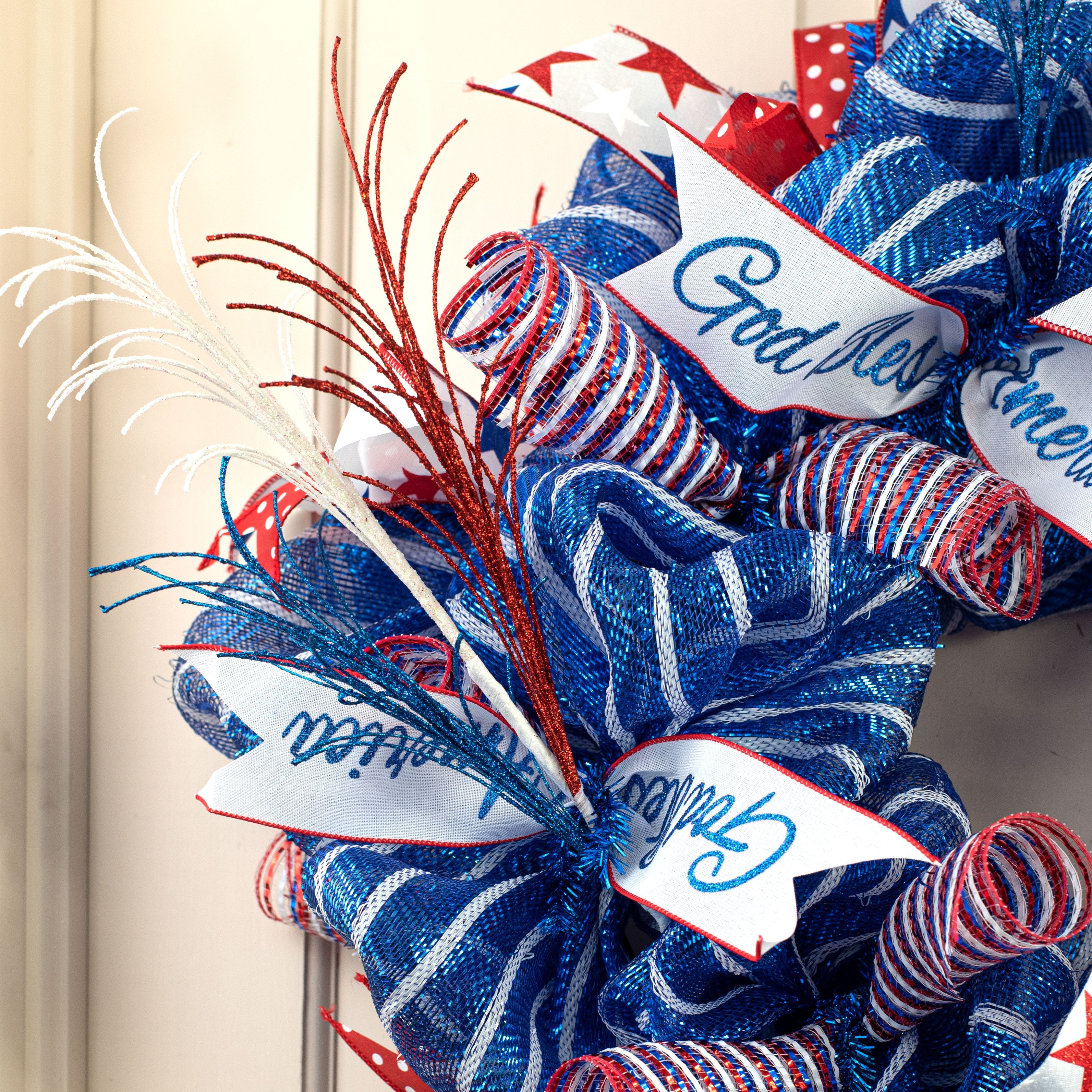 Glitter Curled Twig Spray: Red, White, Blue (35") Lifestyle Photo