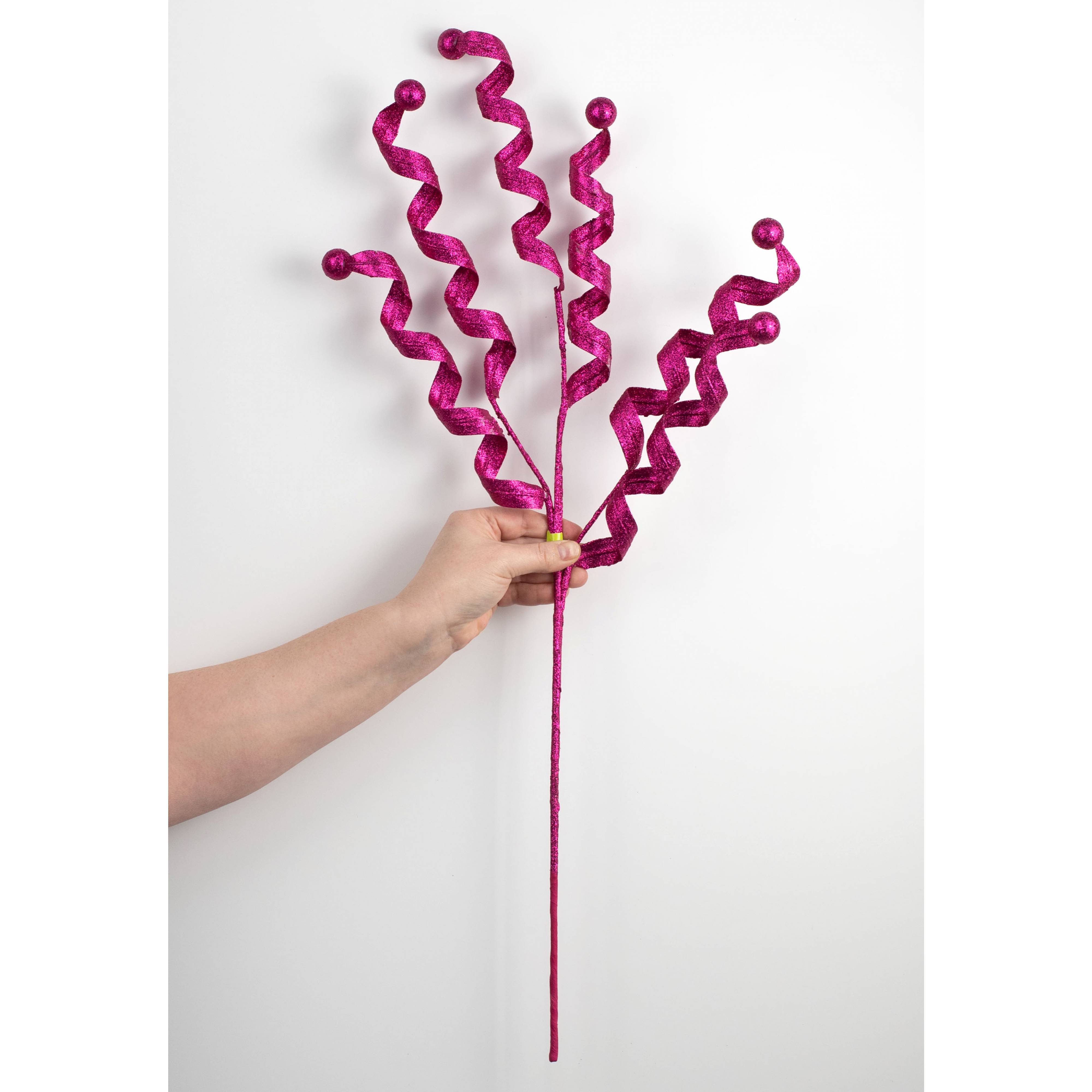 29" Glitter Curls & Balls Spray: Fuchsia Pink detail photo 3