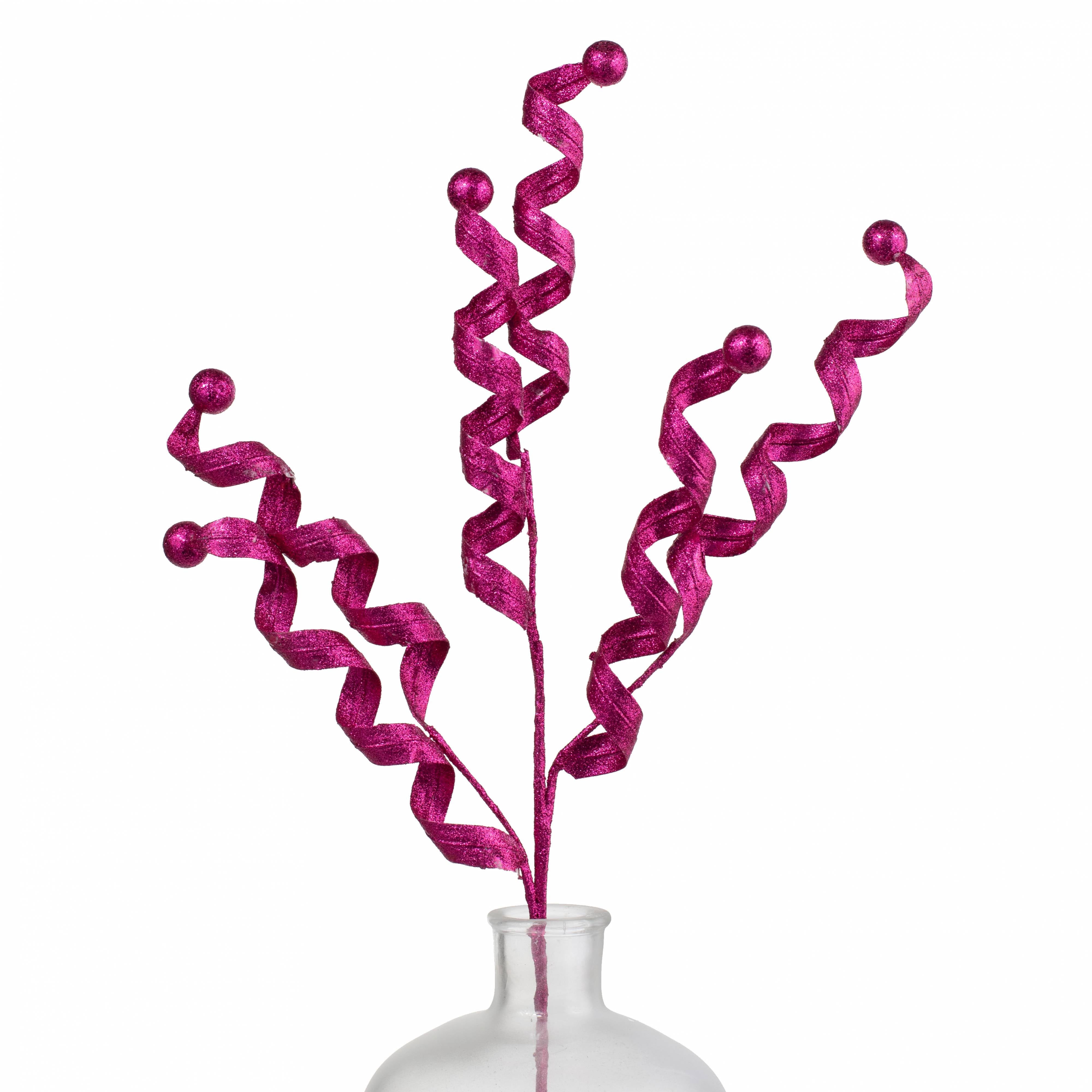 29" Glitter Curls & Balls Spray: Fuchsia Pink Item Number: 86003BT