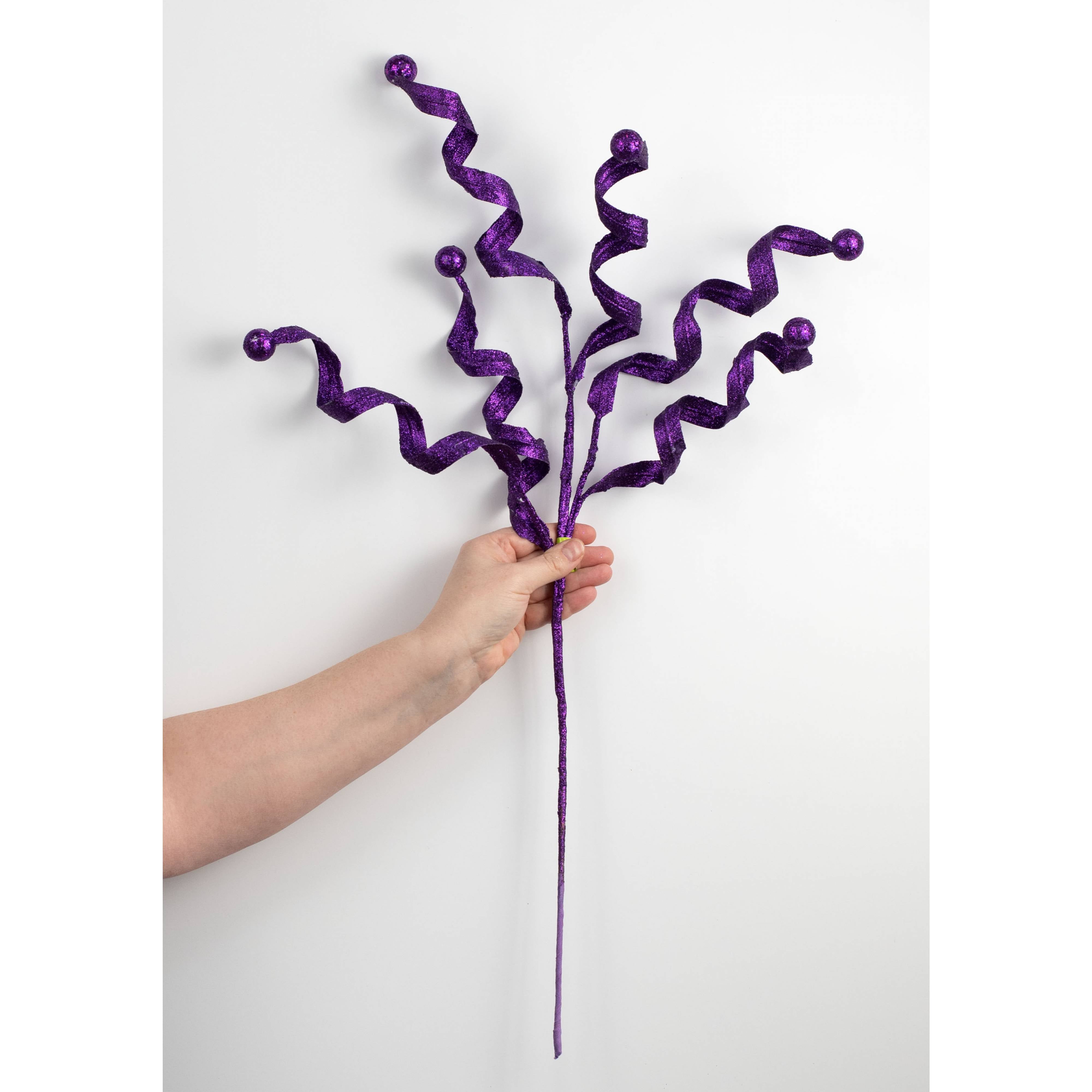 29" Glitter Curls & Balls Spray: Purple detail photo 3