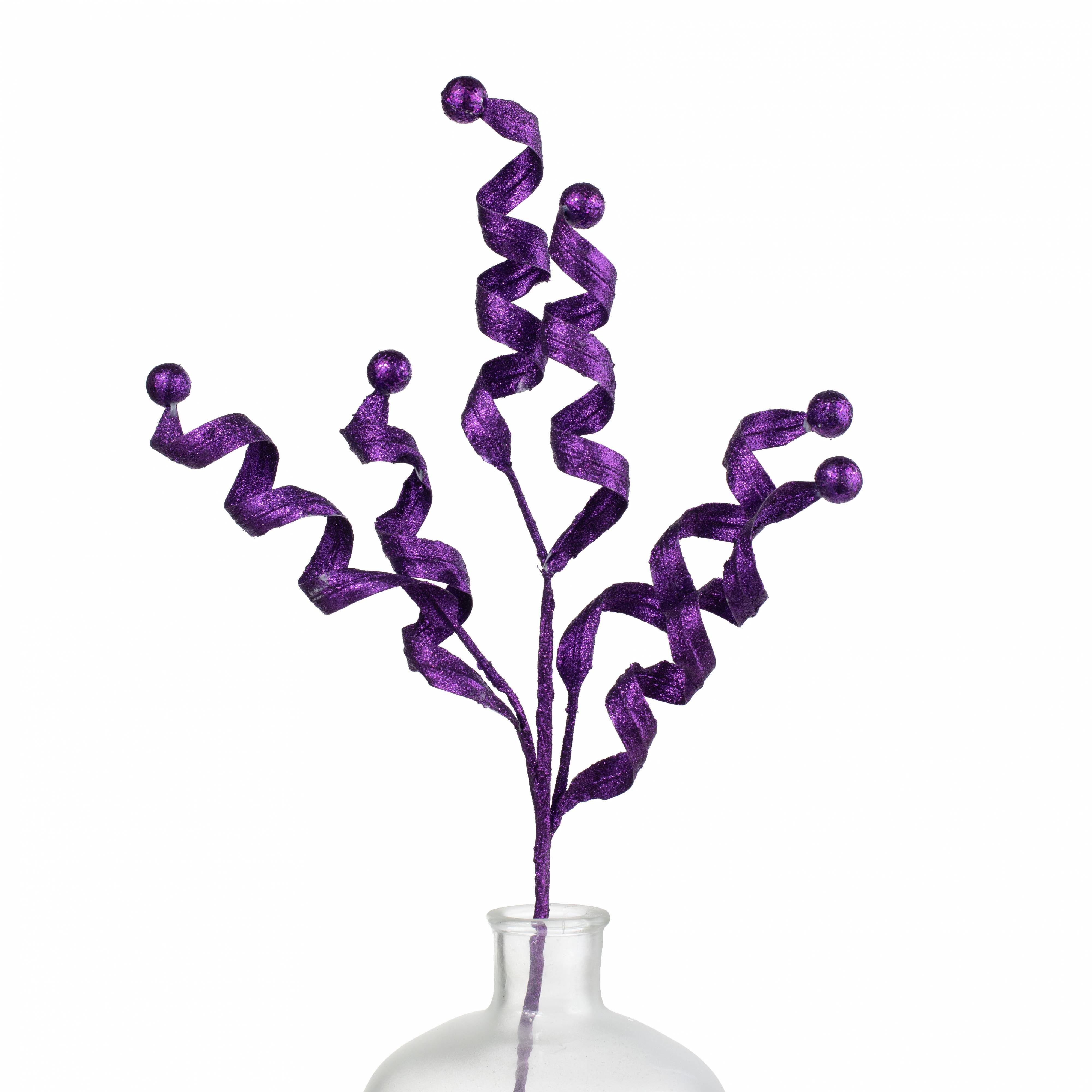 29" Glitter Curls & Balls Spray: Purple Item Number: 86003PU