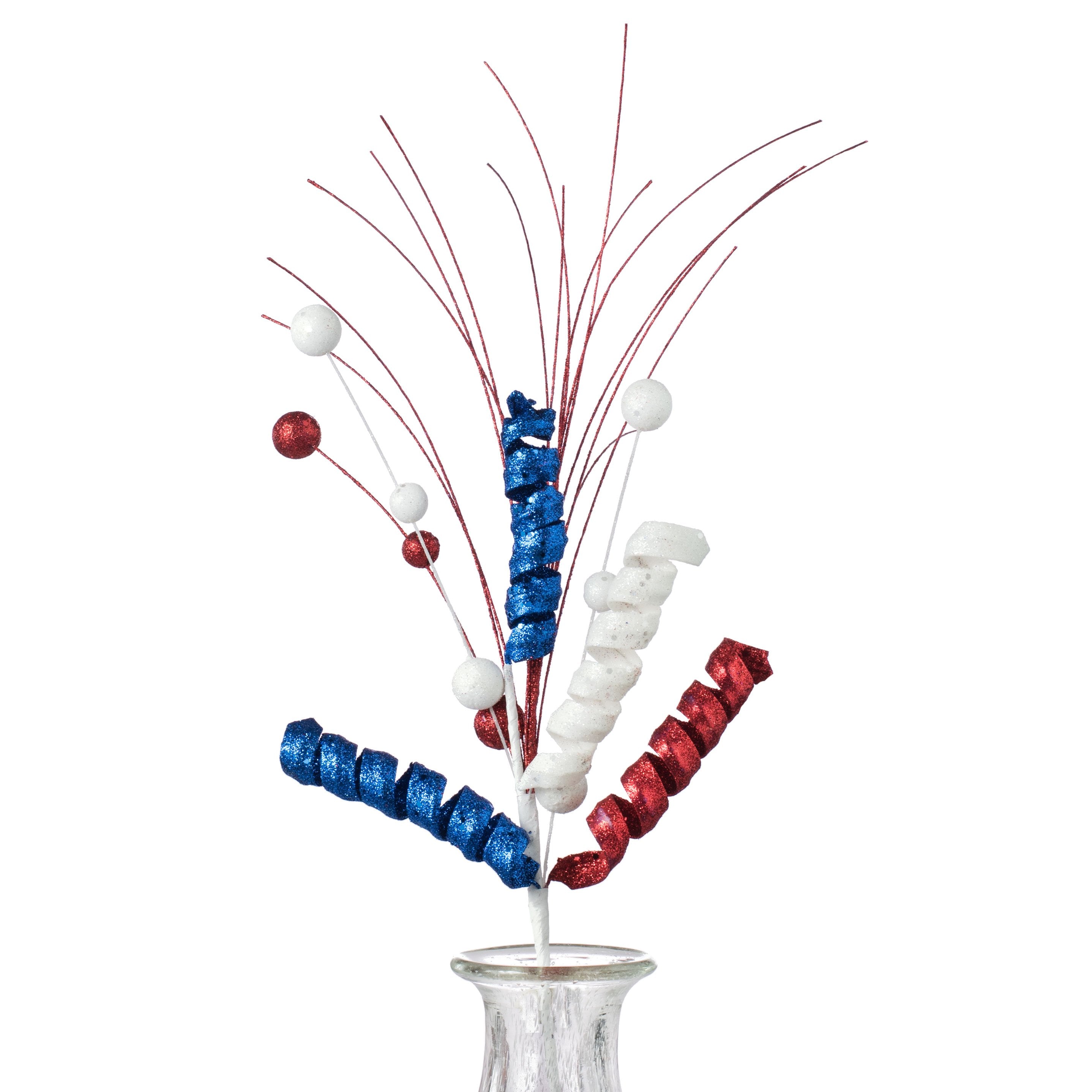18" Glitter Curly Ball Pick: RWB Item Number: 74086RWB