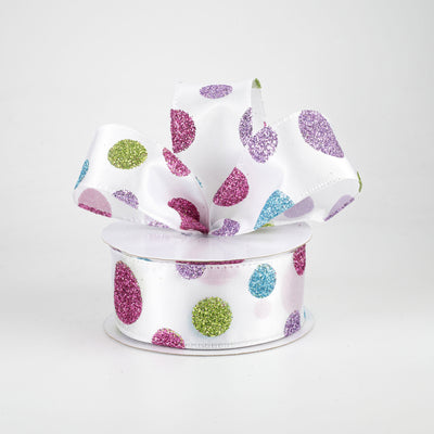 1.5" Glitter Dots Ribbon: Lime, Blue, Pink, Lavender (10 Yards) Lifestyle Photo