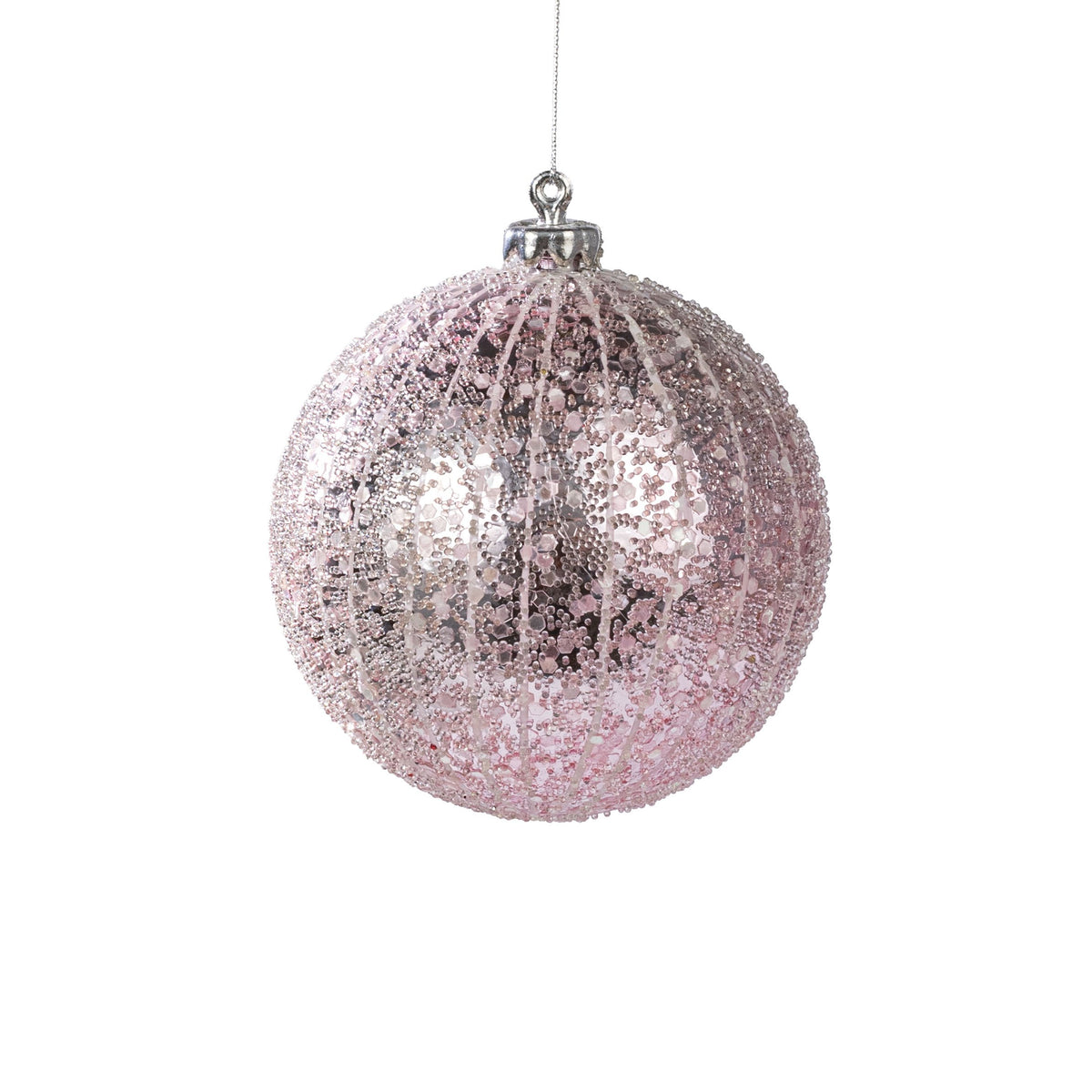 4" Glitter Drip Ball Ornament: Pale Pink Item Number: 105789