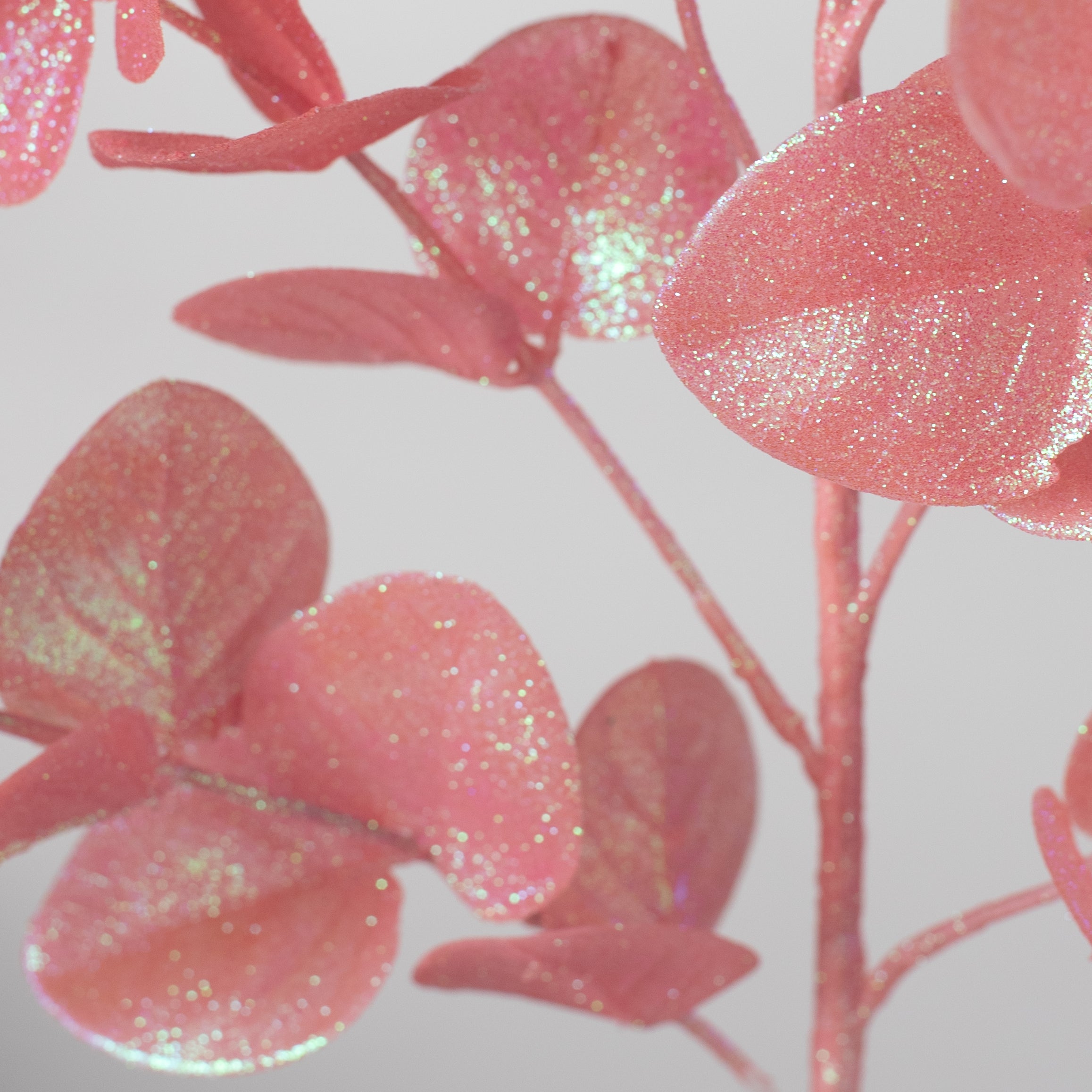 24" Glitter Eucalyptus Spray: Iridescent Pink detail photo 5