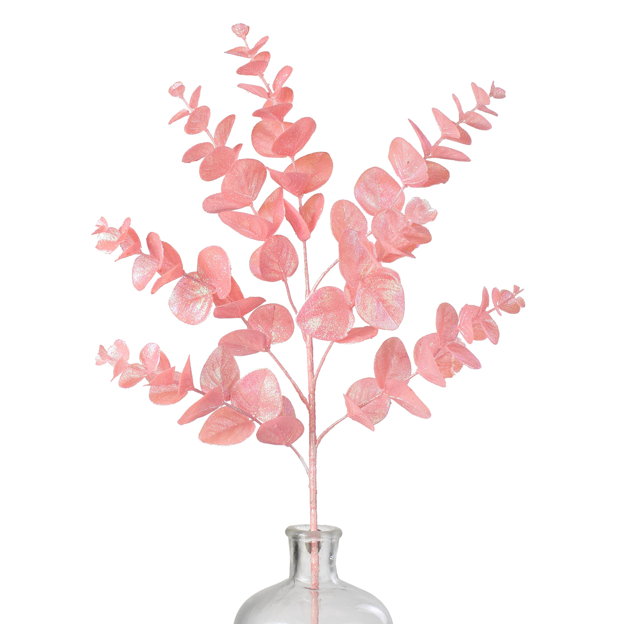 24" Glitter Eucalyptus Spray: Iridescent Pink Item Number: XS236222