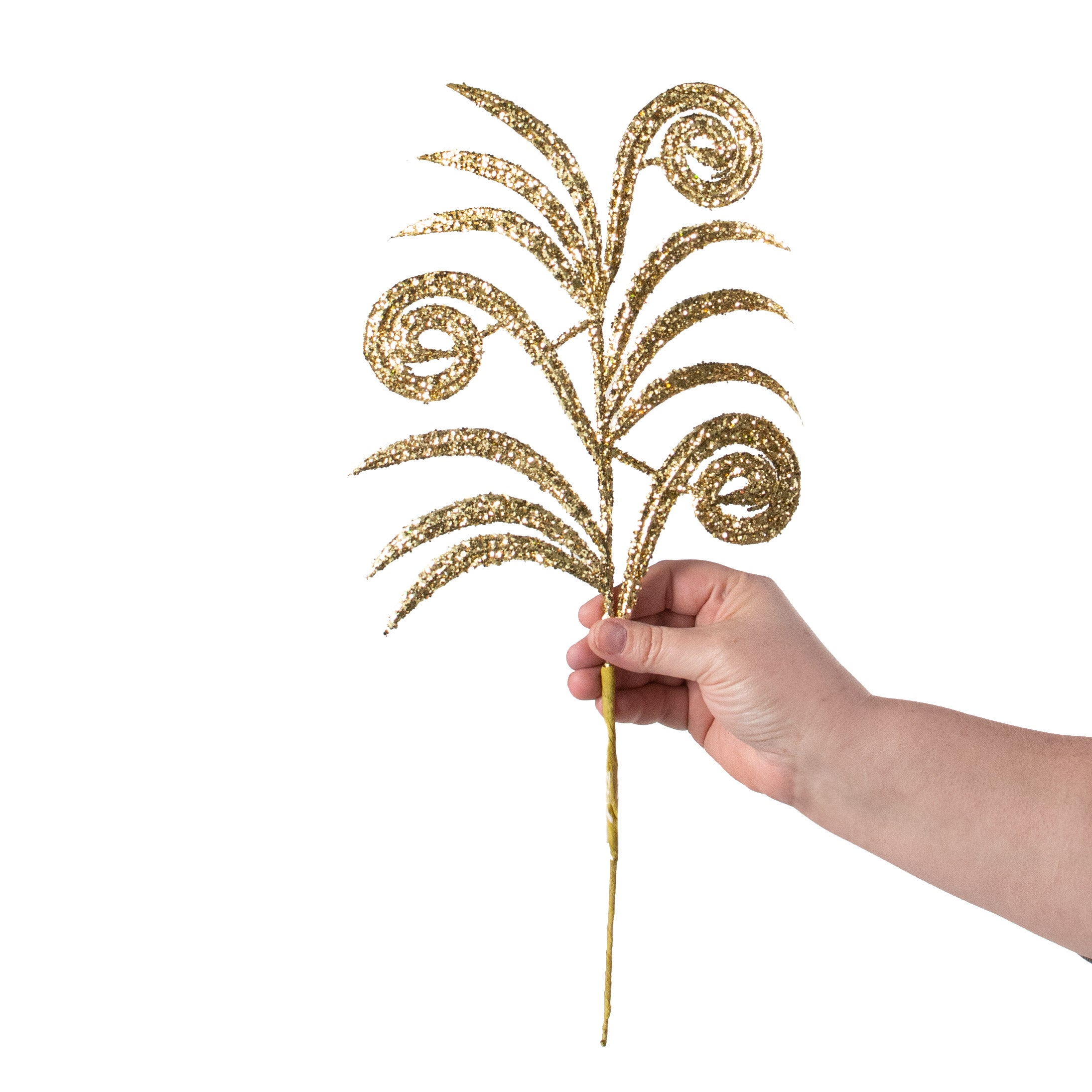 15" Glitter Fern Pick: Gold detail photo 3