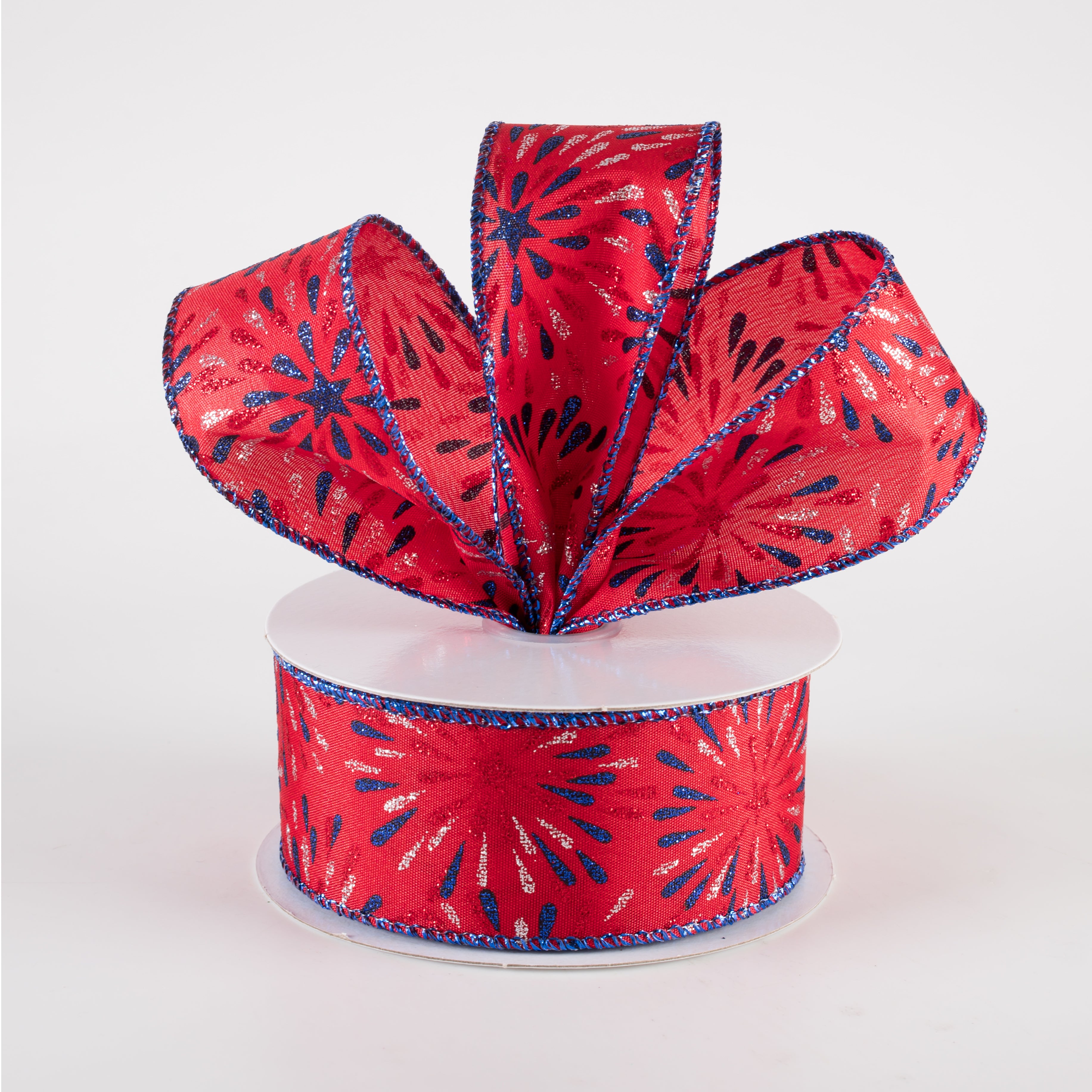 1.5" Glitter Fireworks Ribbon: Red (10 Yards) Lifestyle Photo