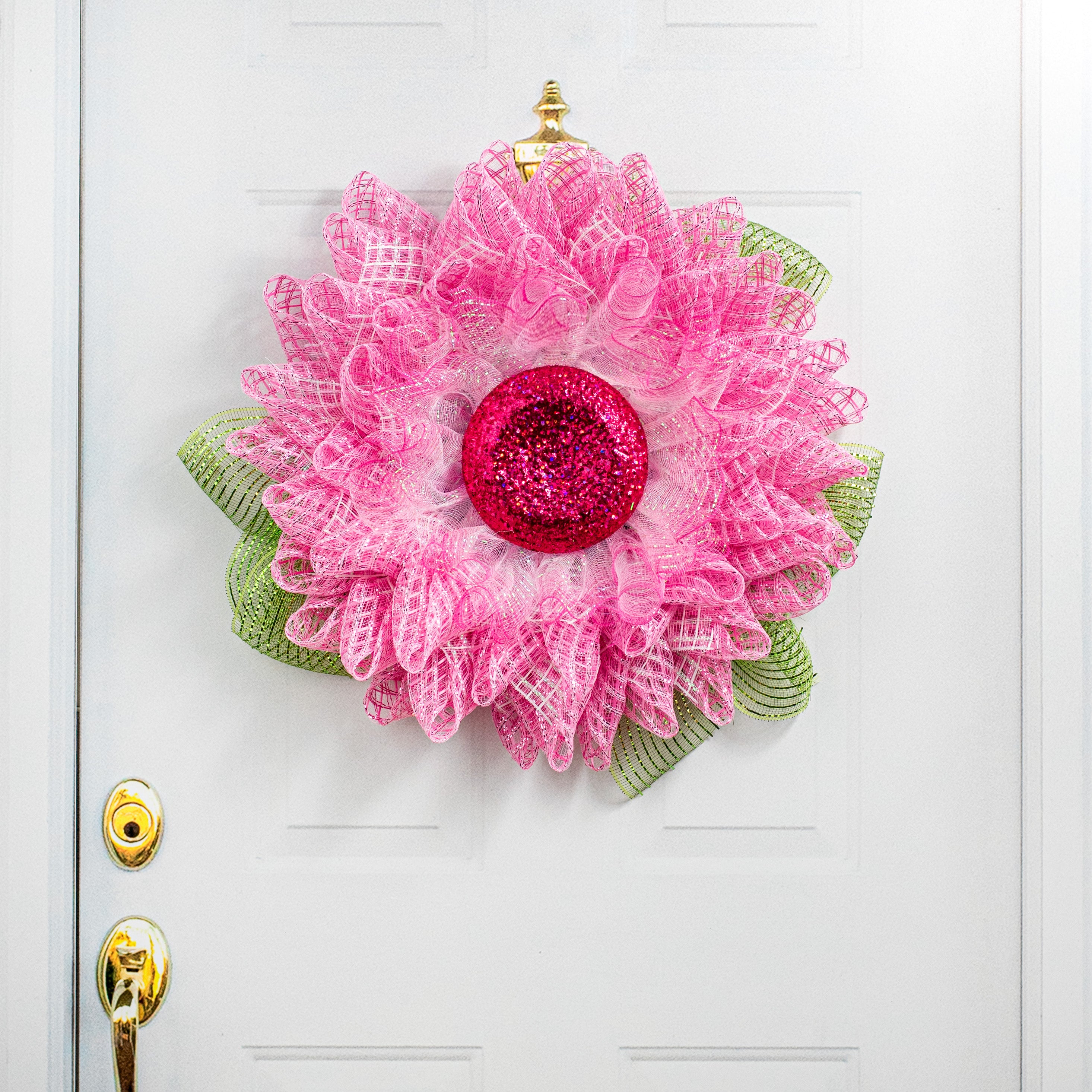 7" Glitter Flower Head: Fuchsia detail photo 5