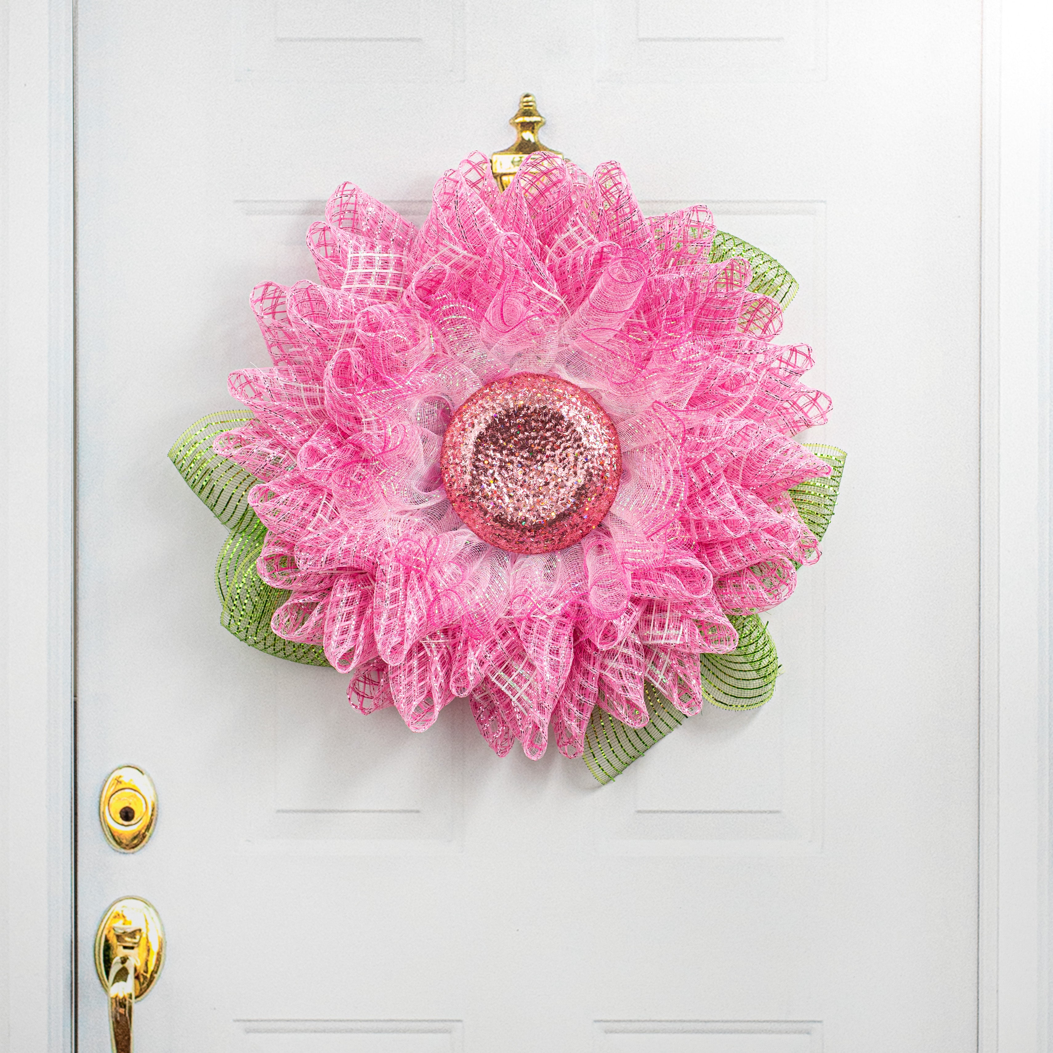 7" Glitter Flower Head: Light Pink detail photo 5