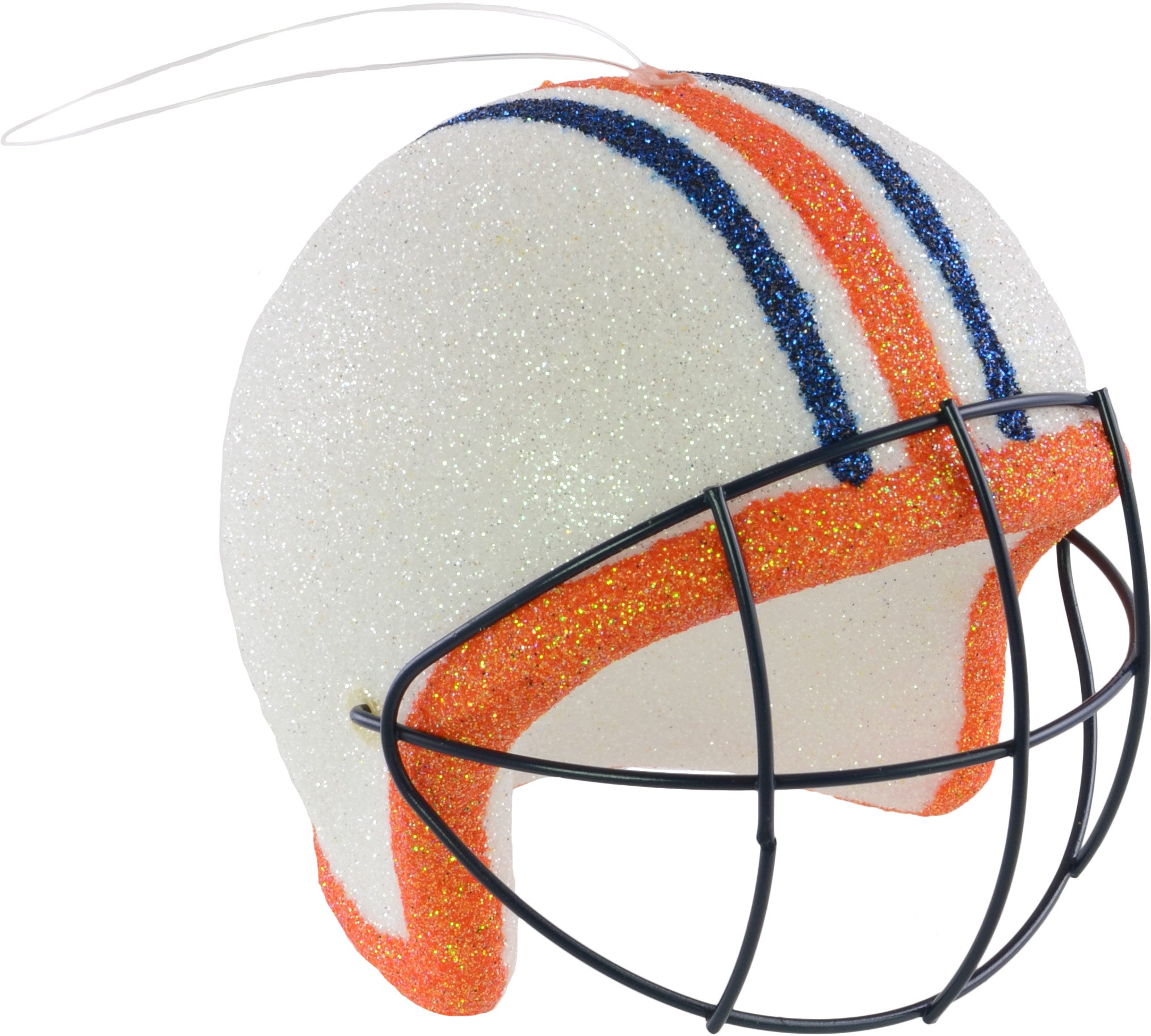Glitter Football Ornament Assortment: Burnt Orange & Navy (Set of 3) detail photo 3