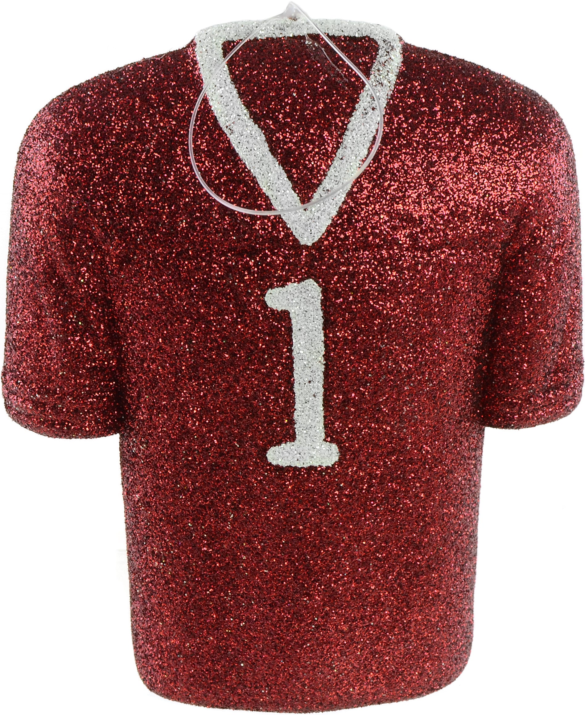 Glitter Football Ornament Assortment: Maroon & White (Set of 3) detail photo 4