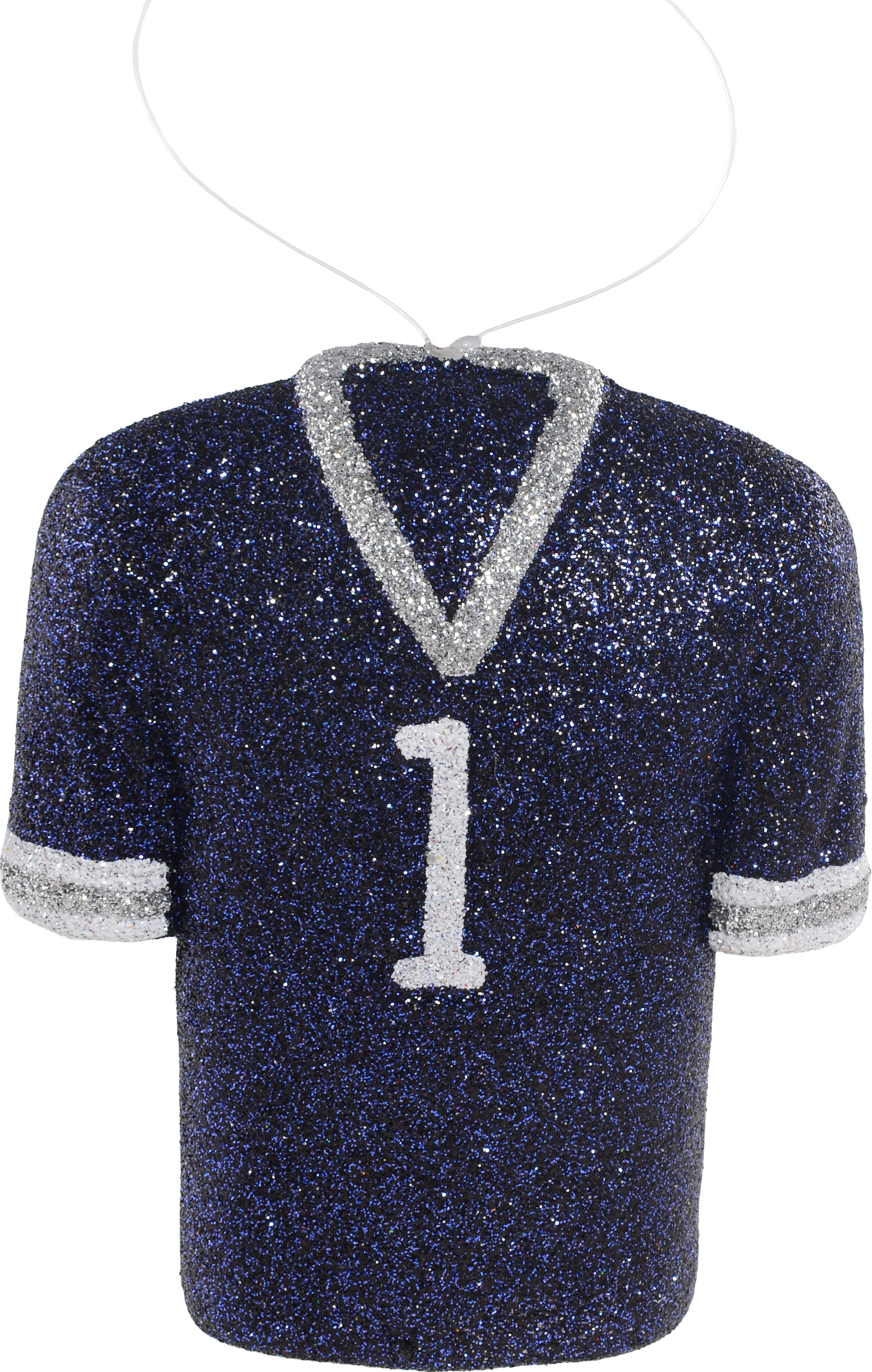 Glitter Football Ornament Assortment: Silver & Navy Blue (Set of 3) detail photo 4