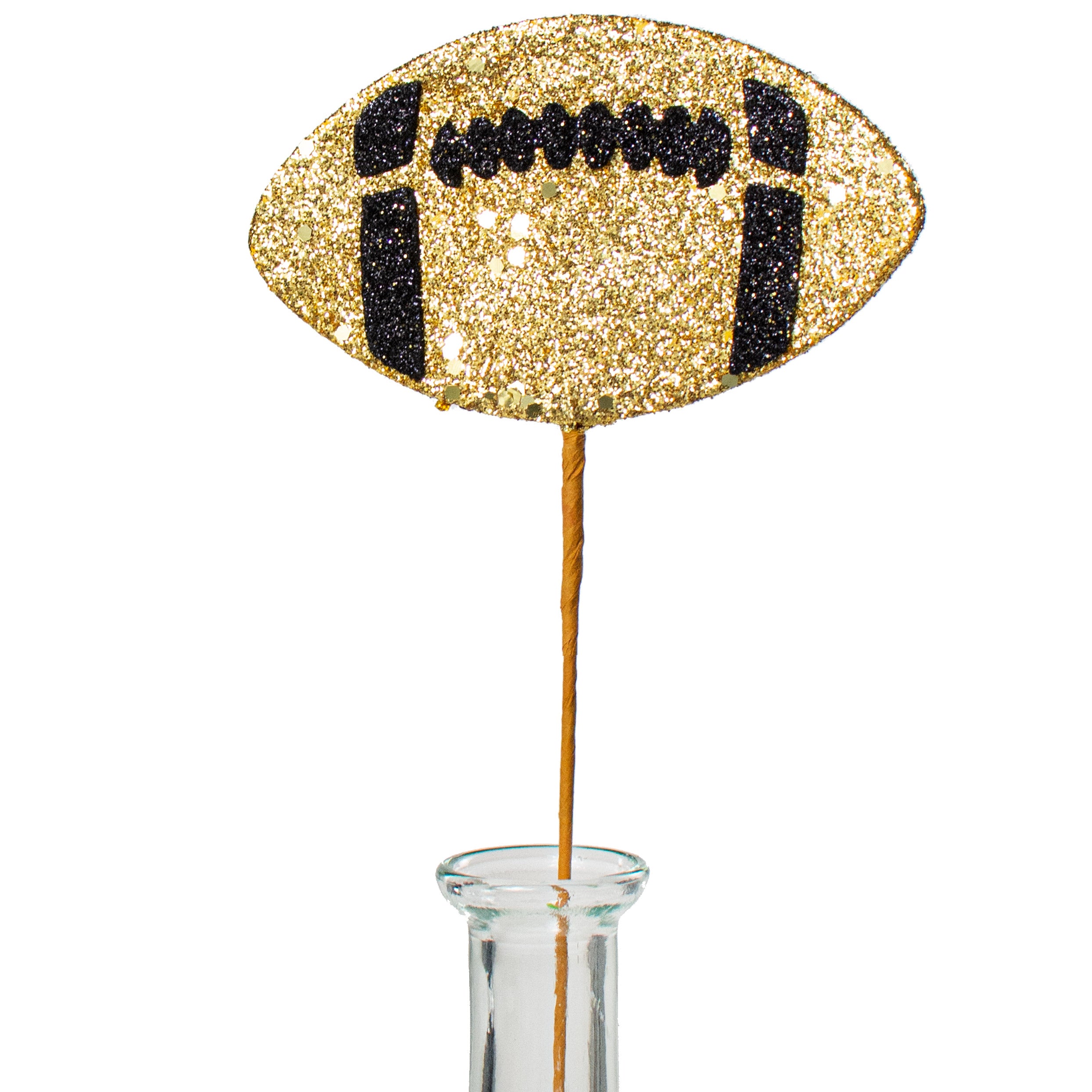 15" Glitter Football Pick: Gold & Black Item Number: MZ186353