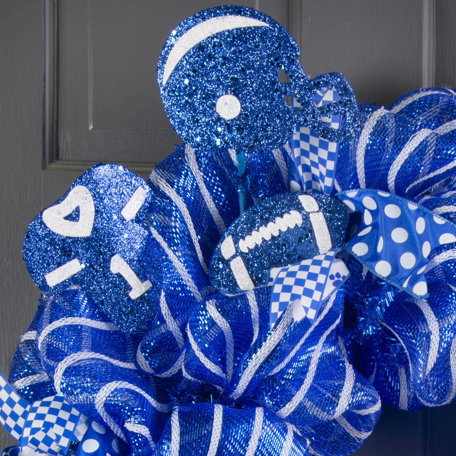 24" Glitter Helmet, Jersey, Football Pick: Blue & White Lifestyle Photo