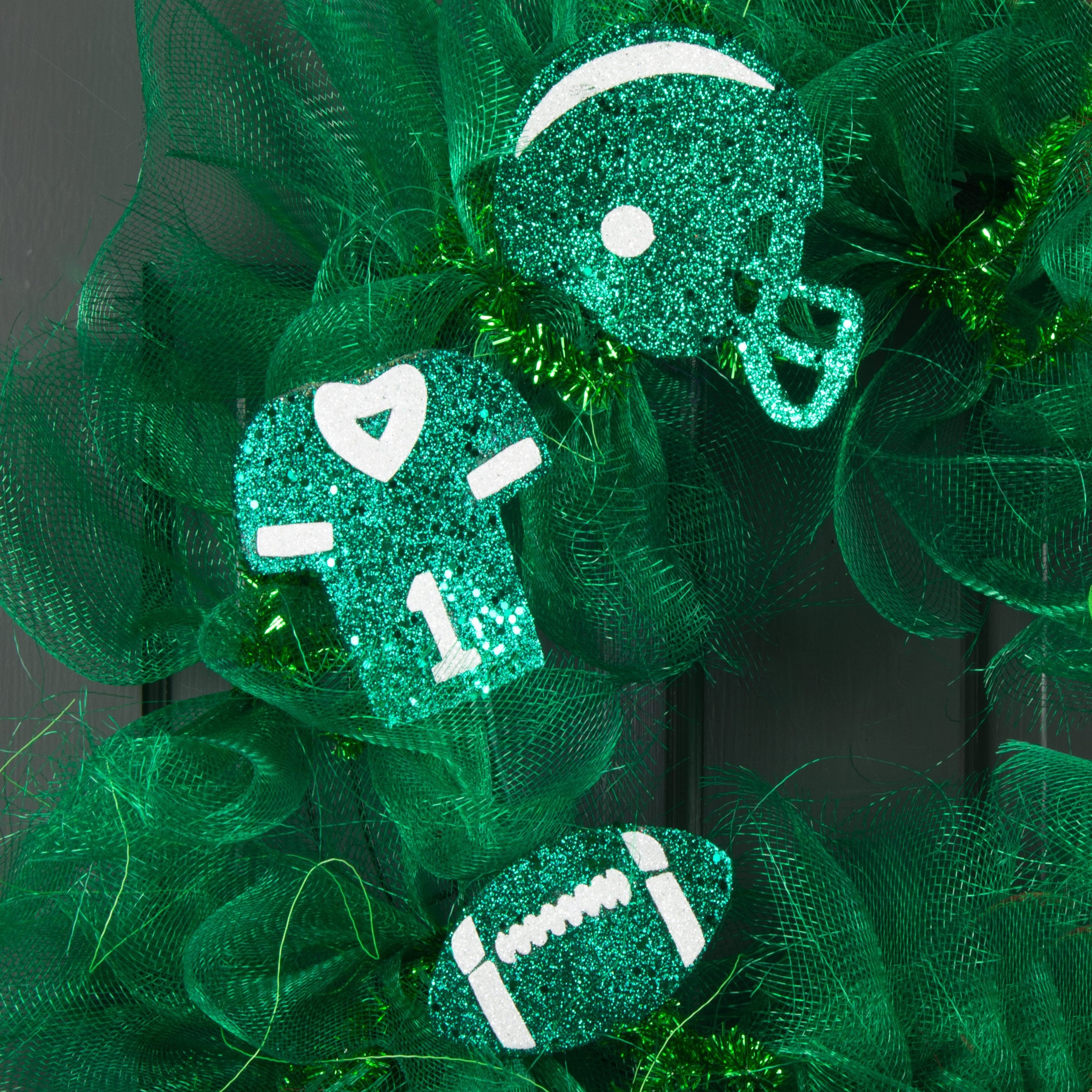 24" Glitter Helmet, Jersey, Football Pick: Green & White Lifestyle Photo
