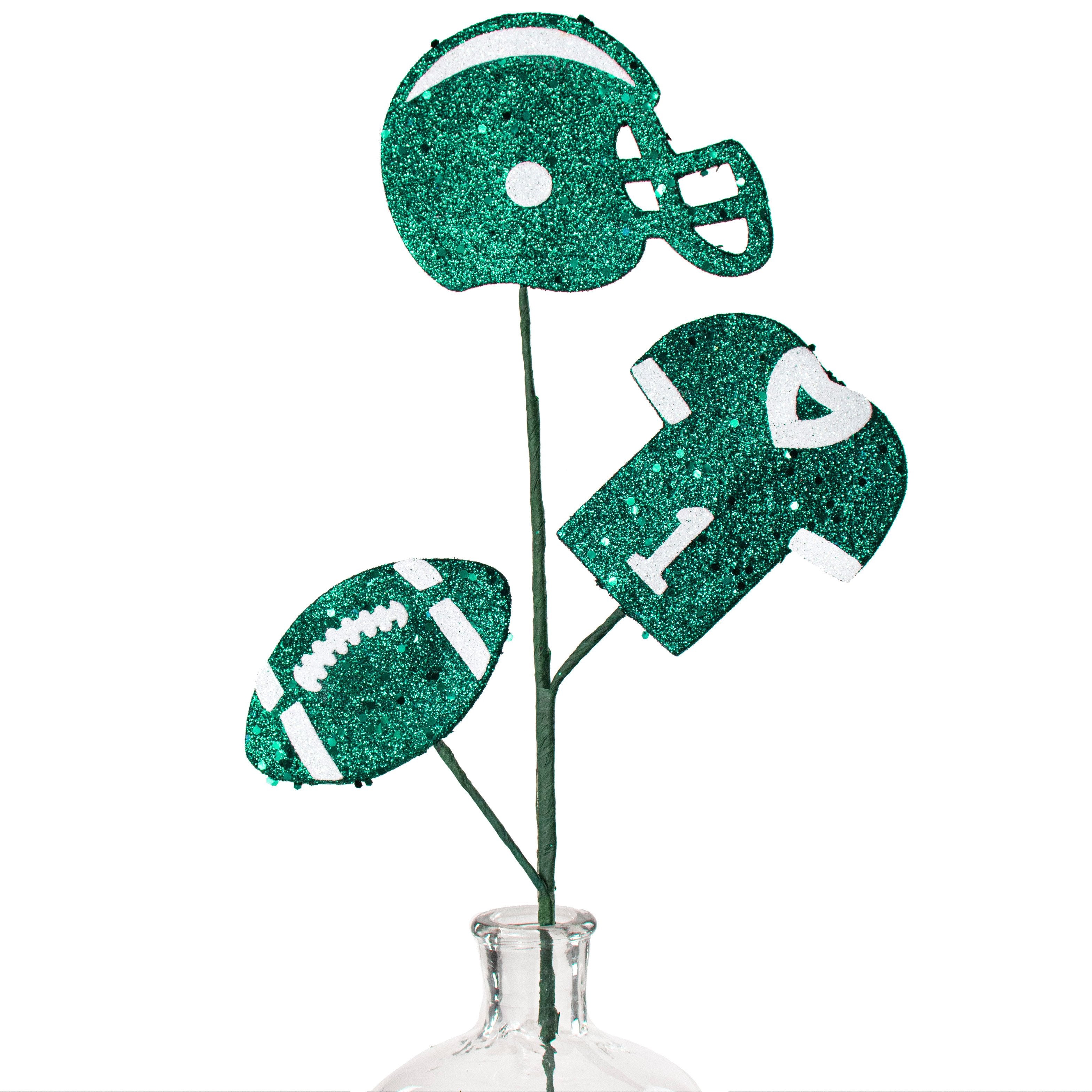24" Glitter Helmet, Jersey, Football Pick: Green & White Item Number: MZ186157