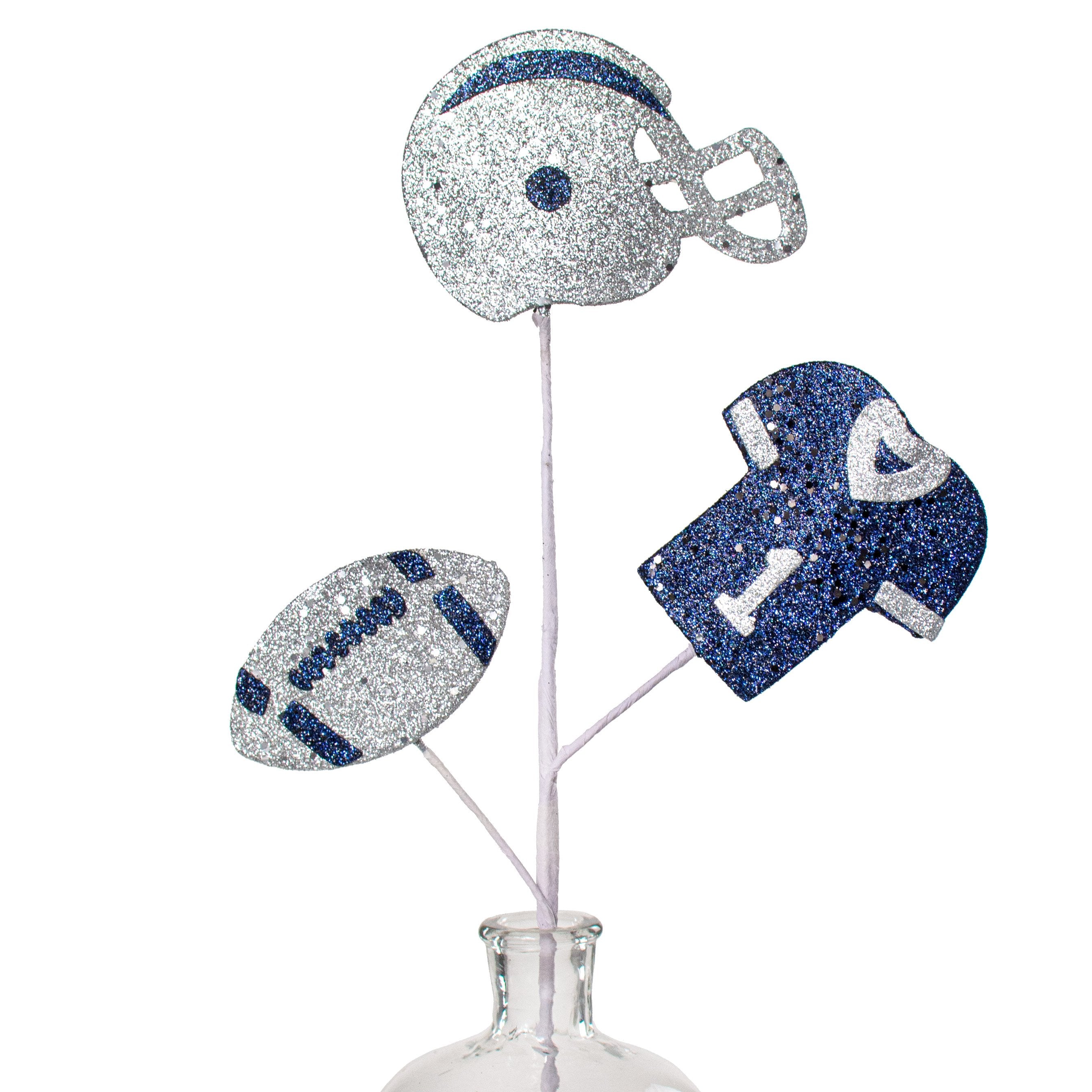 24" Glitter Helmet, Jersey, Football Pick: Navy Blue & Silver Item Number: MZ186160