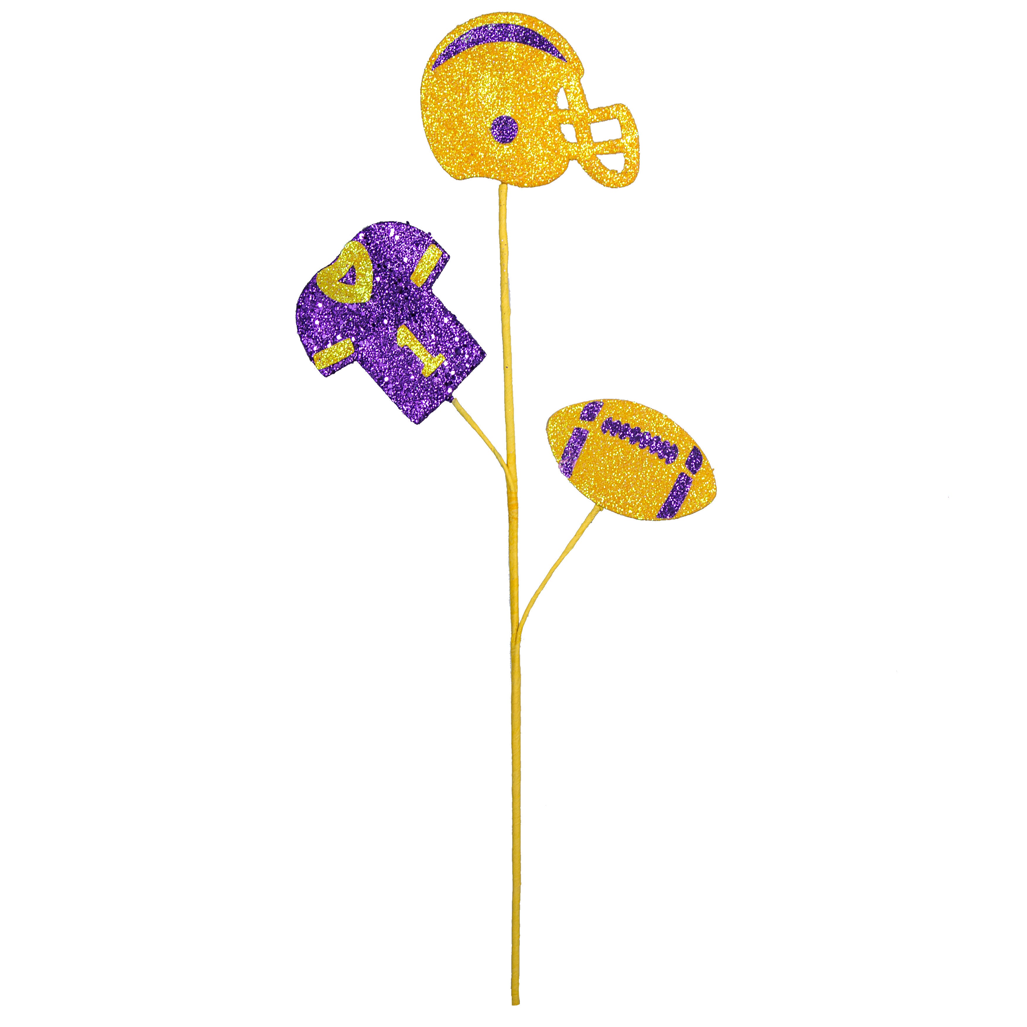 24" Glitter Helmet, Jersey, Football Pick: Yellow & Purple detail photo 3