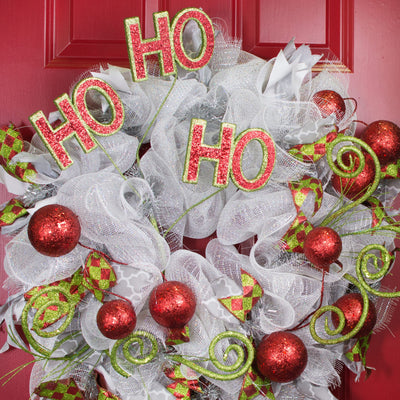 29" Glitter Ho Ho Ho Spray: Red & Lime Lifestyle Photo