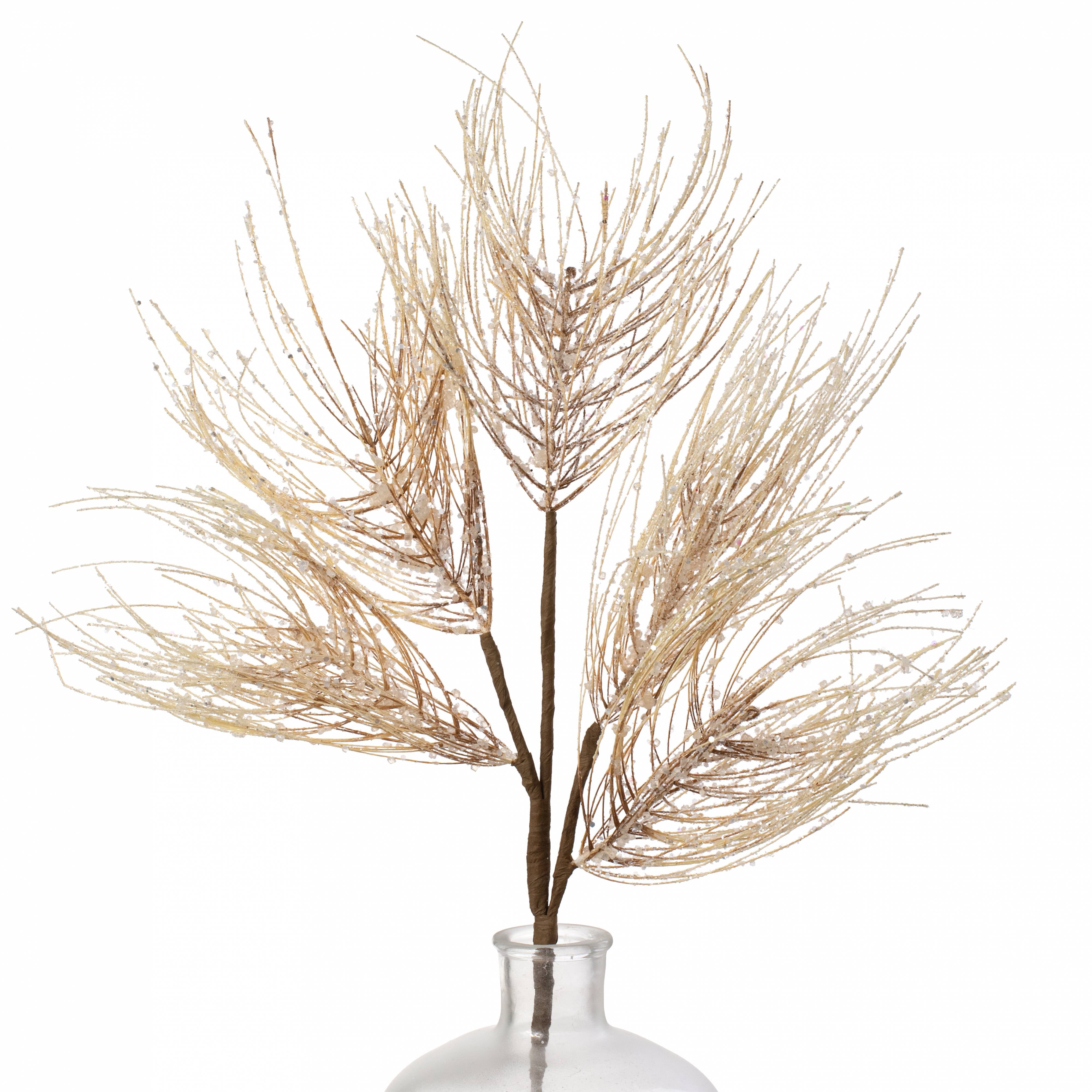 27" Glitter Iced Pine Spray: Brown & Cream Item Number: 134391