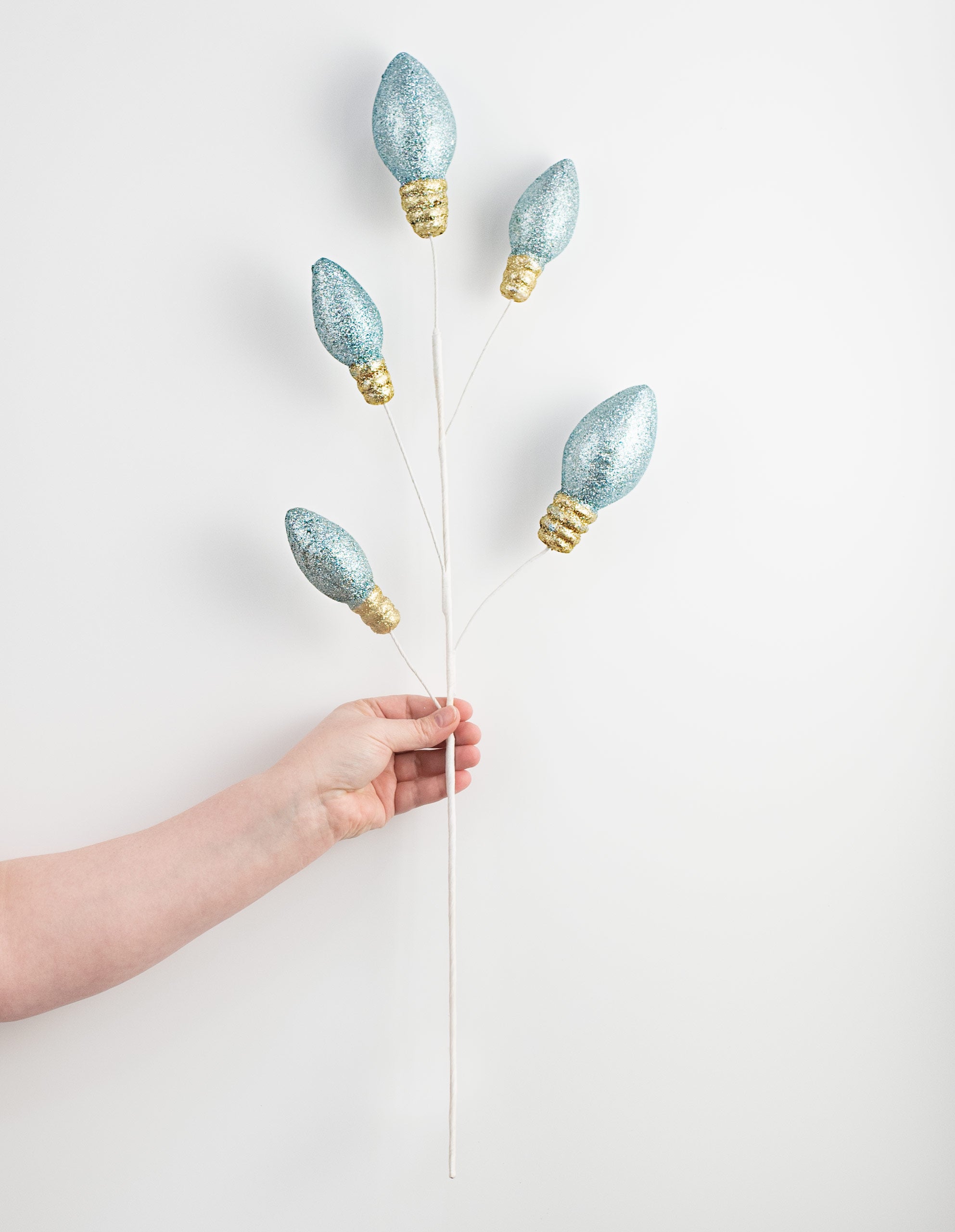 30" Glitter Light Bulb Spray: Gold & Blue detail photo 3