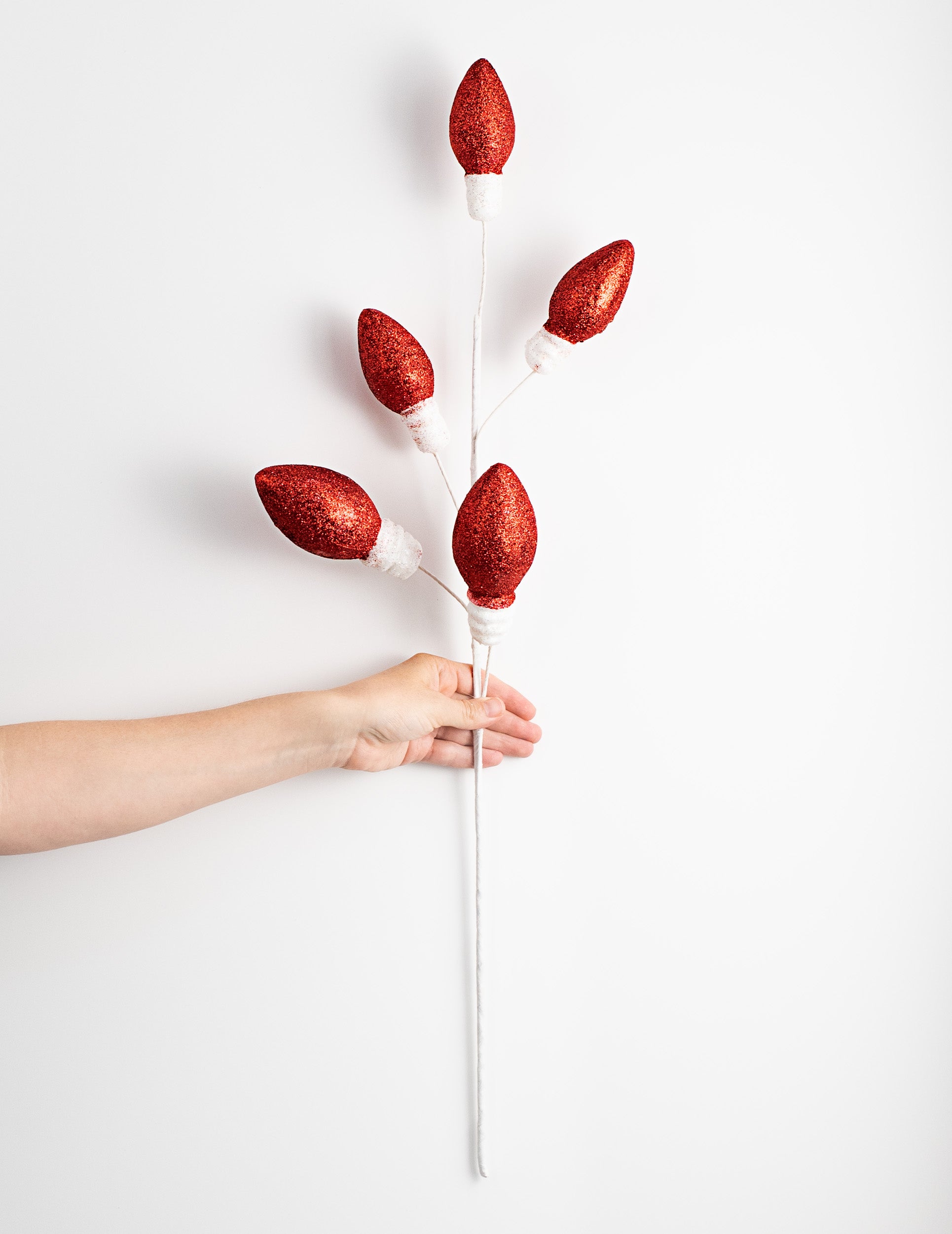 30" Glitter Light Bulb Spray: Red & White detail photo 3