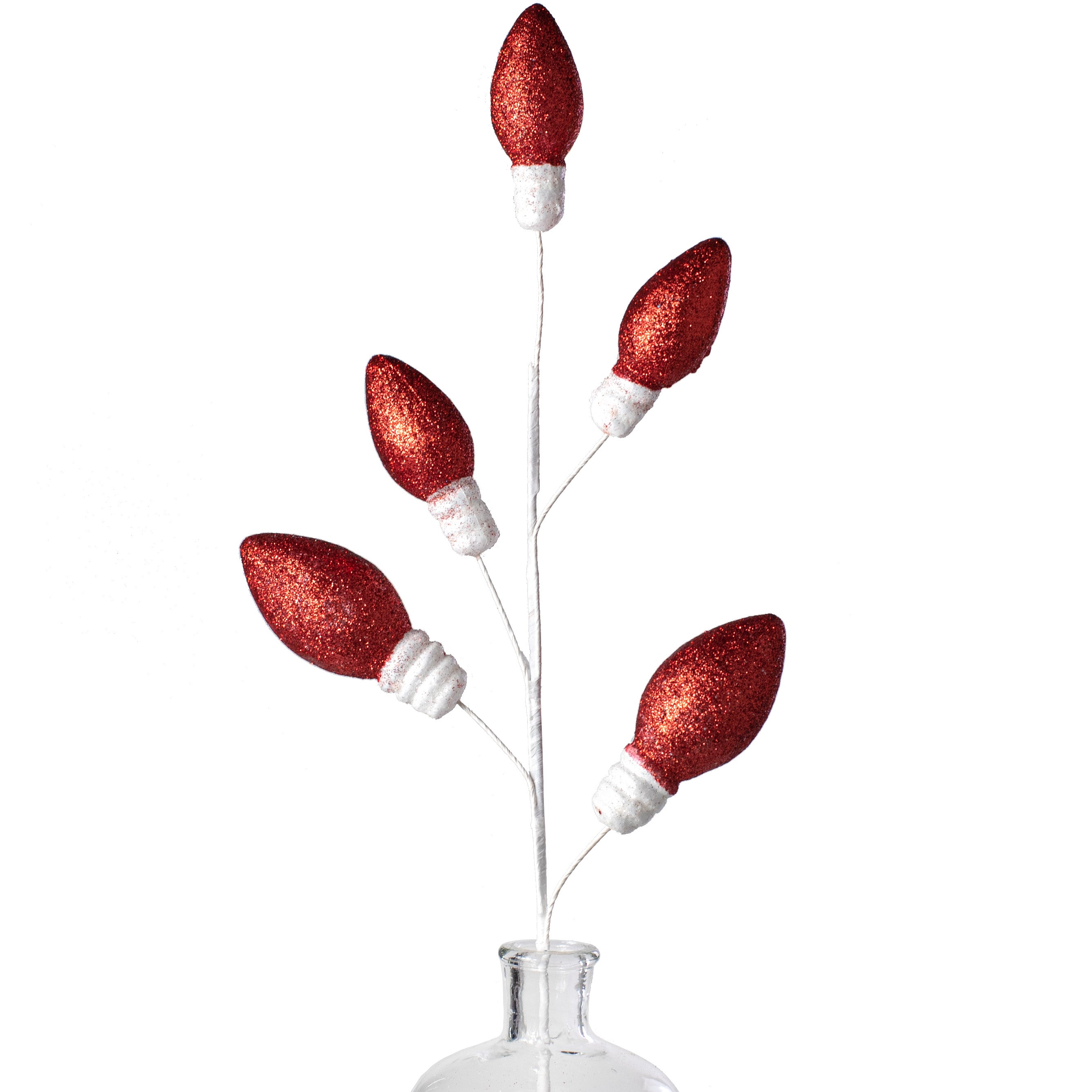 30" Glitter Light Bulb Spray: Red & White Item Number: 201040