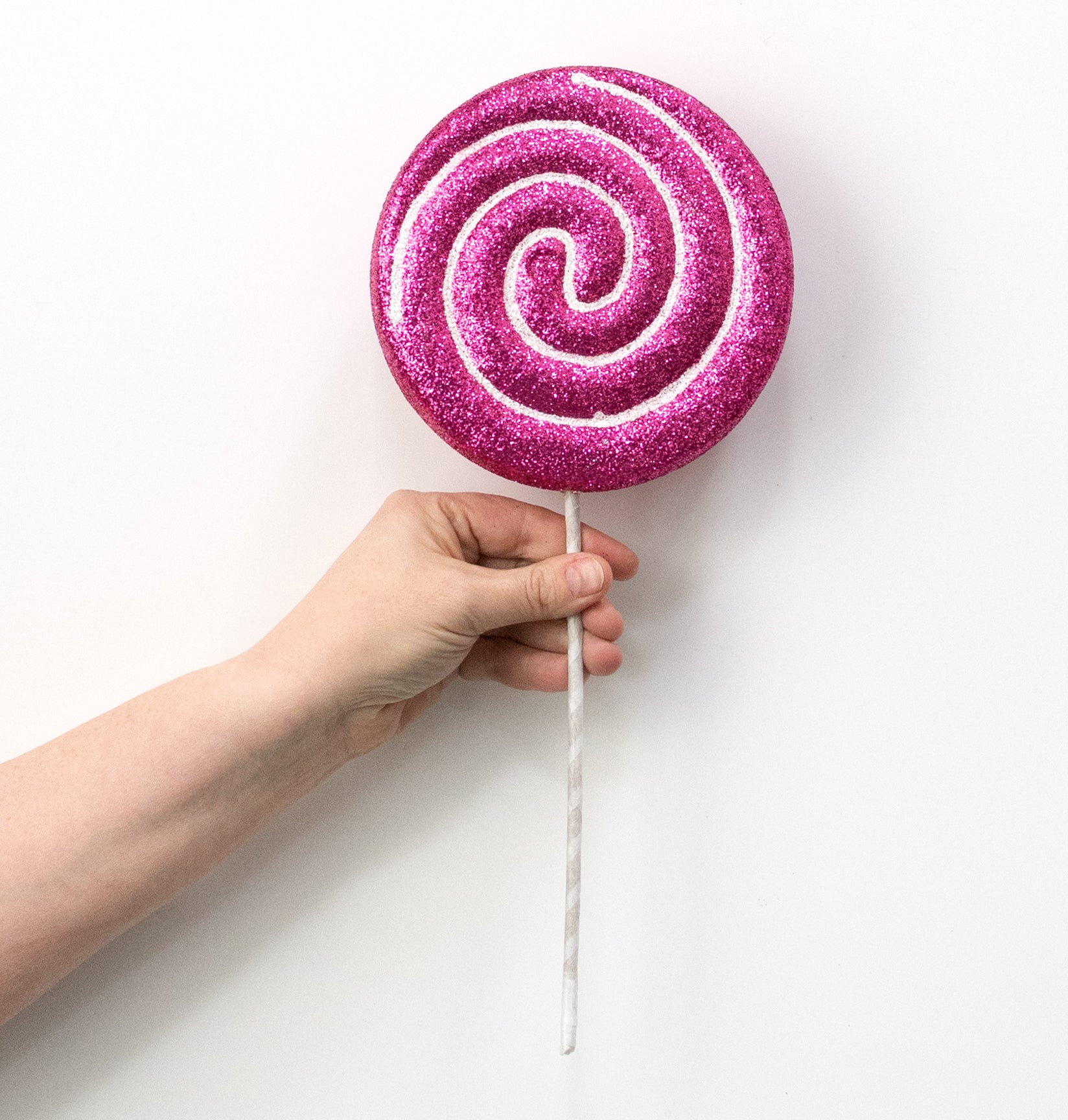 6" x 14" Glitter Lollipop Pick: Fuchsia Pink detail photo 3
