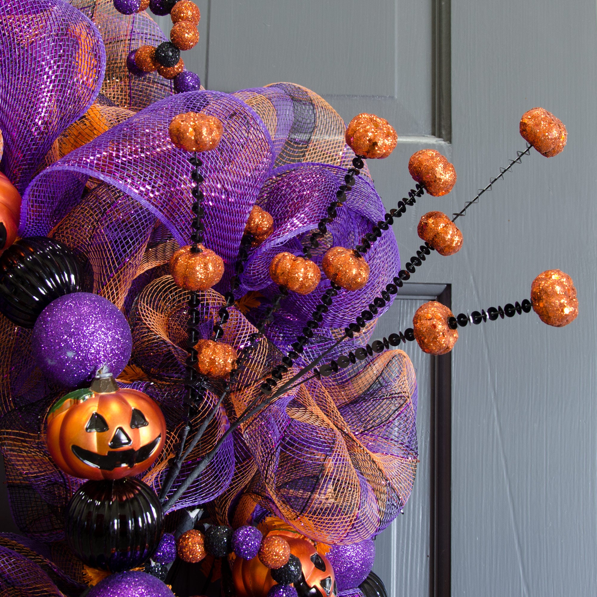 24" Glitter Mini Pumpkin Sequin Spray detail photo 3