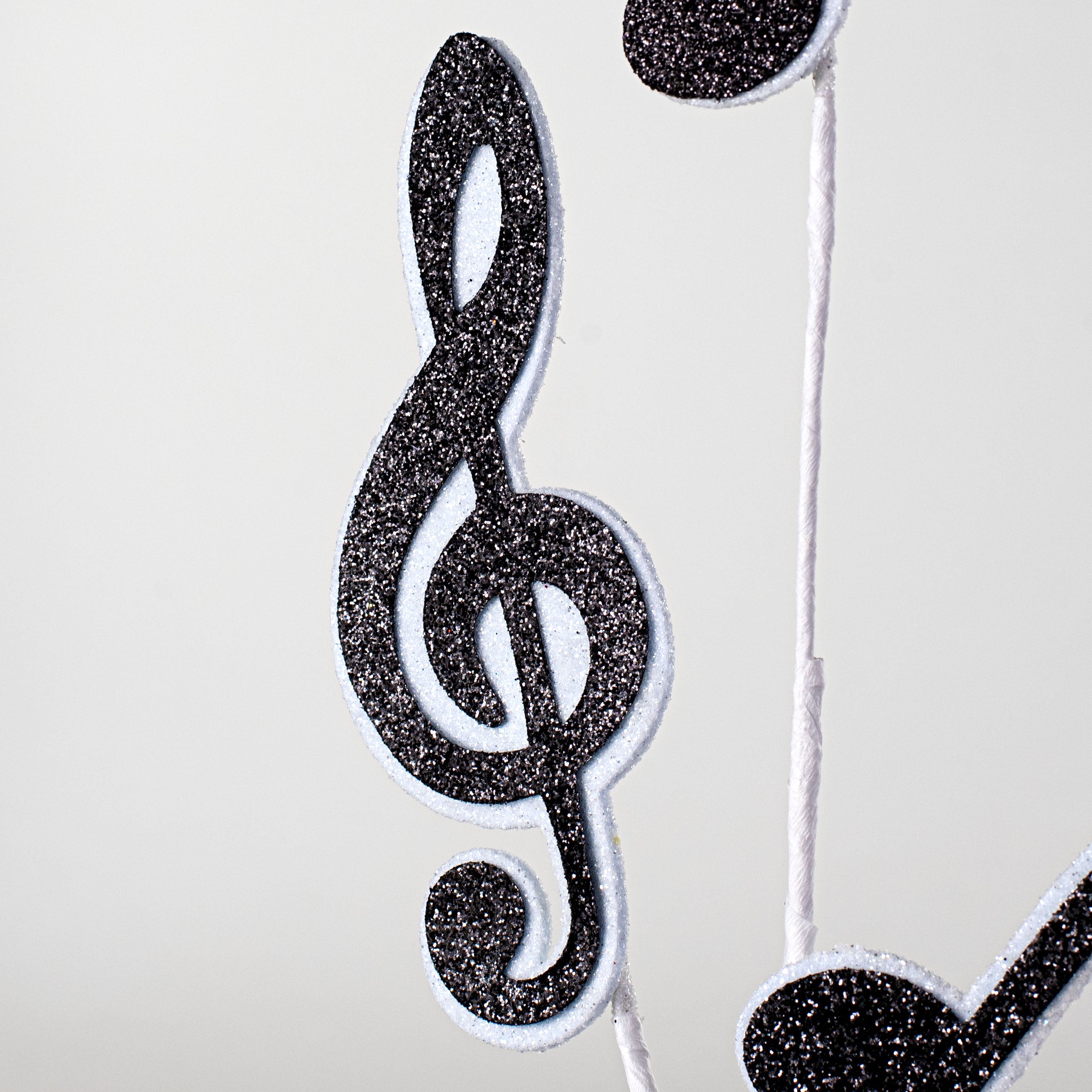 25" Glitter Music Note Spray: Black & White Lifestyle Photo