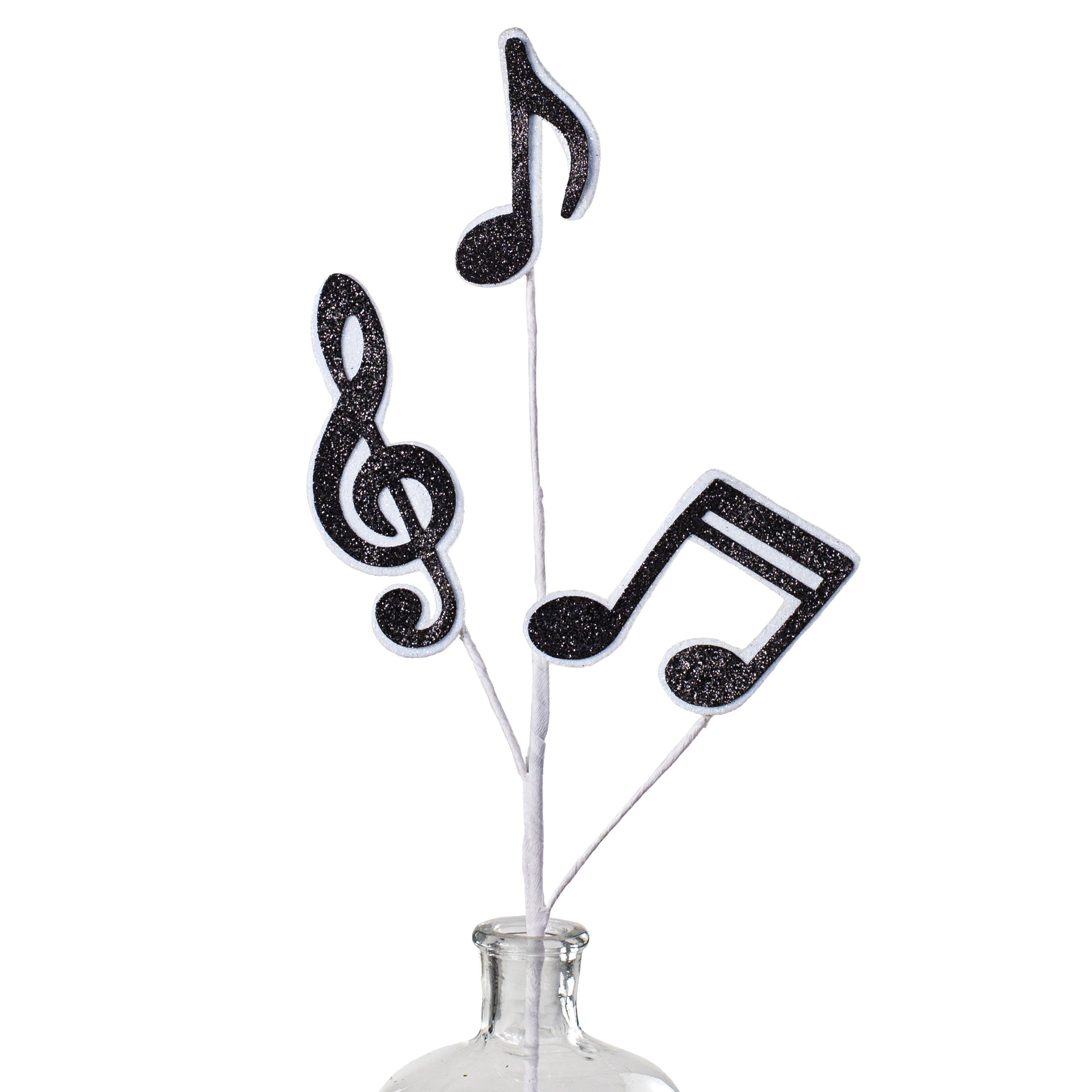 25" Glitter Music Note Spray: Black & White Item Number: MN005180