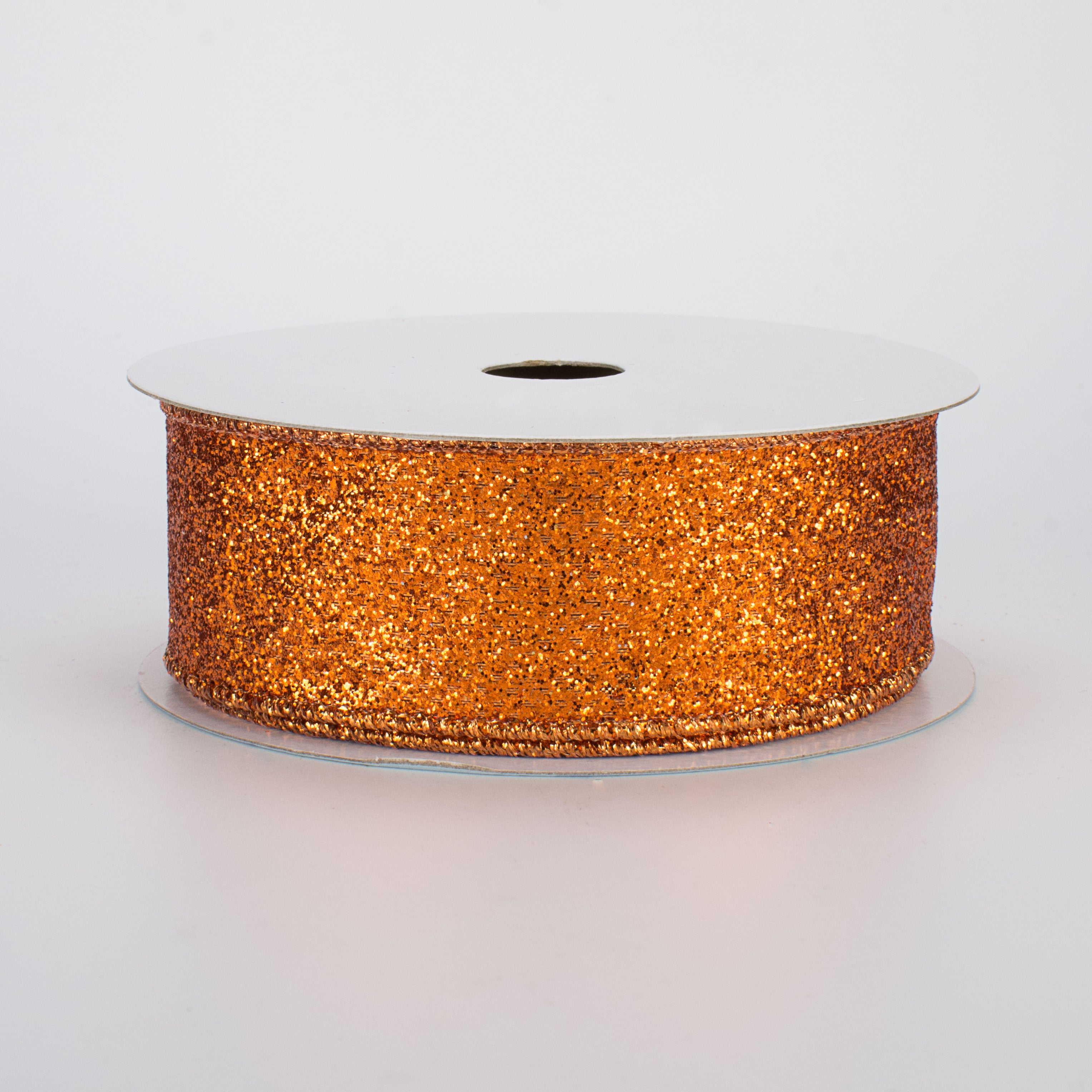 1.5" Glitter On Metallic Ribbon: Orange (10 Yards)