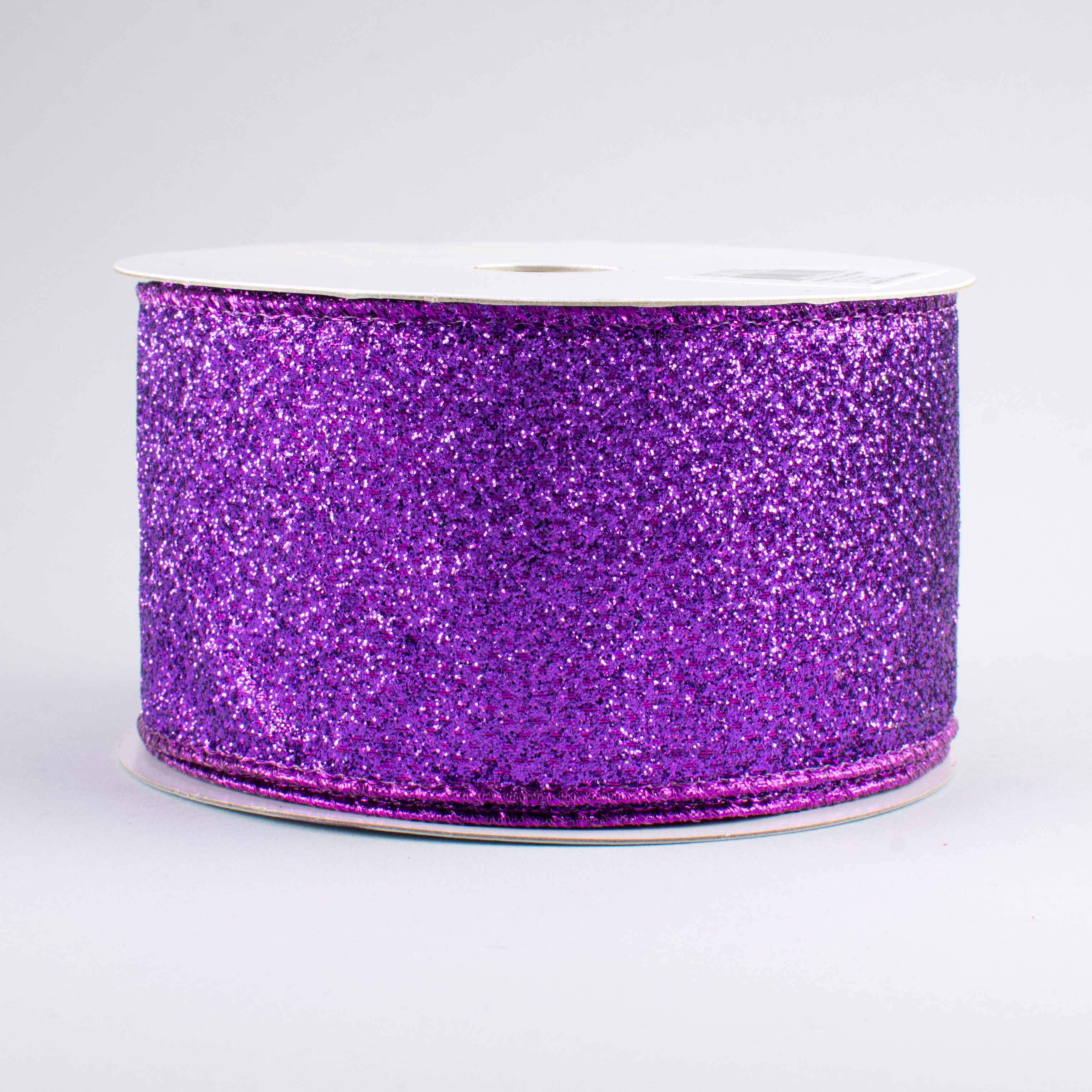 2.5" Glitter On Metallic Ribbon: Purple (10 Yards)