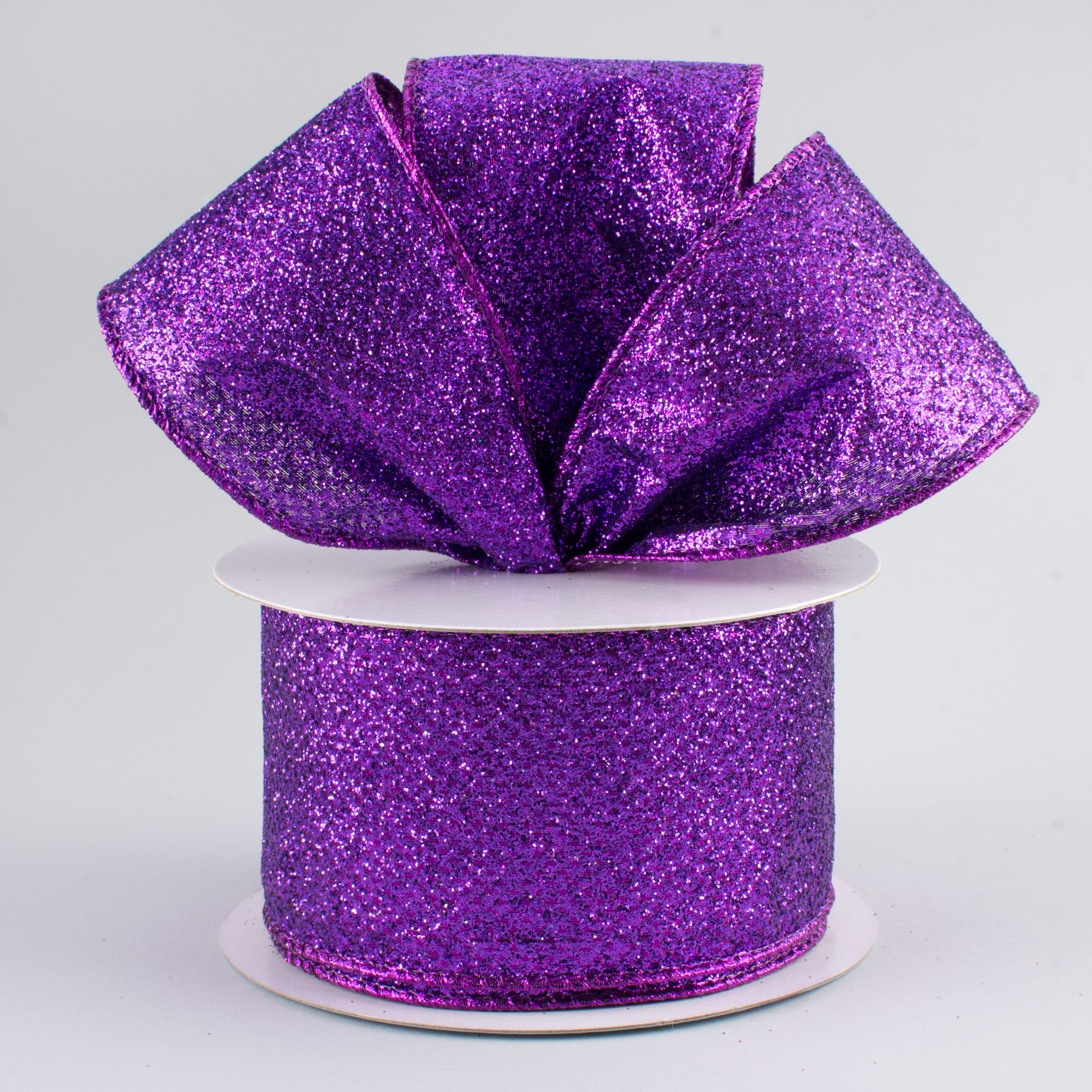 2.5" Glitter On Metallic Ribbon: Purple (10 Yards) Lifestyle Photo