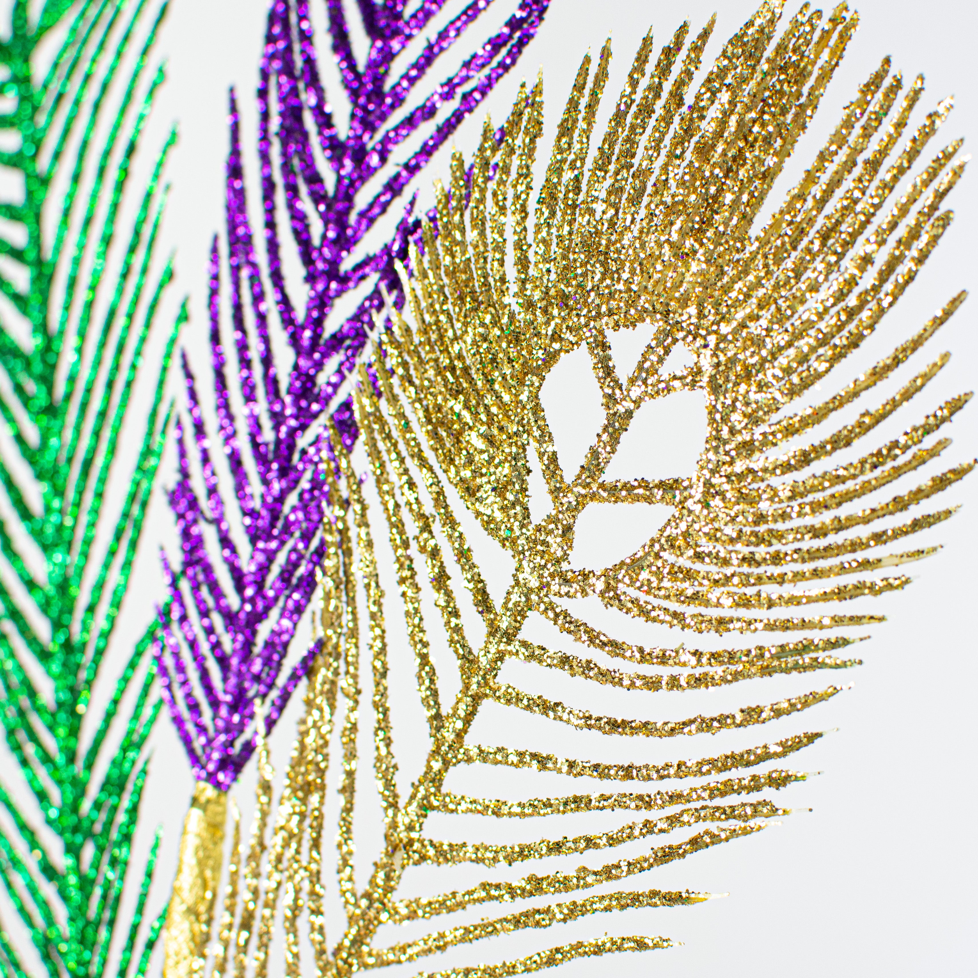 31" Glitter Peacock Spray: Purple, Green, Gold Lifestyle Photo