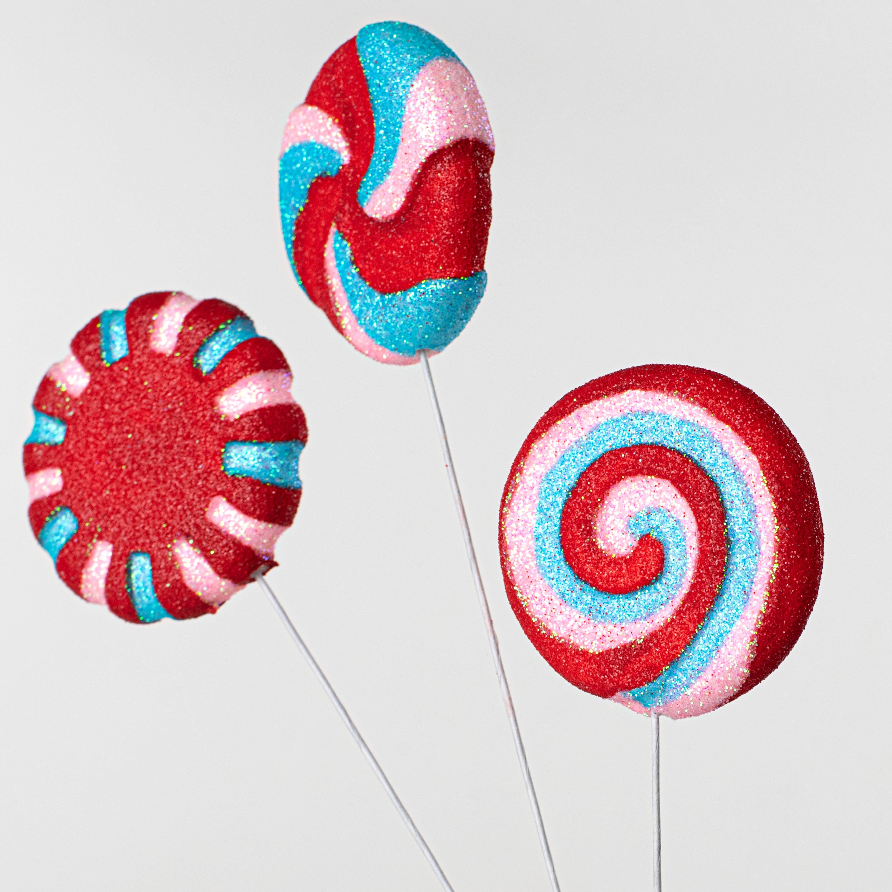 16" Glitter Peppermint Candy Pick: Red, Light Pink, Turquoise Lifestyle Photo