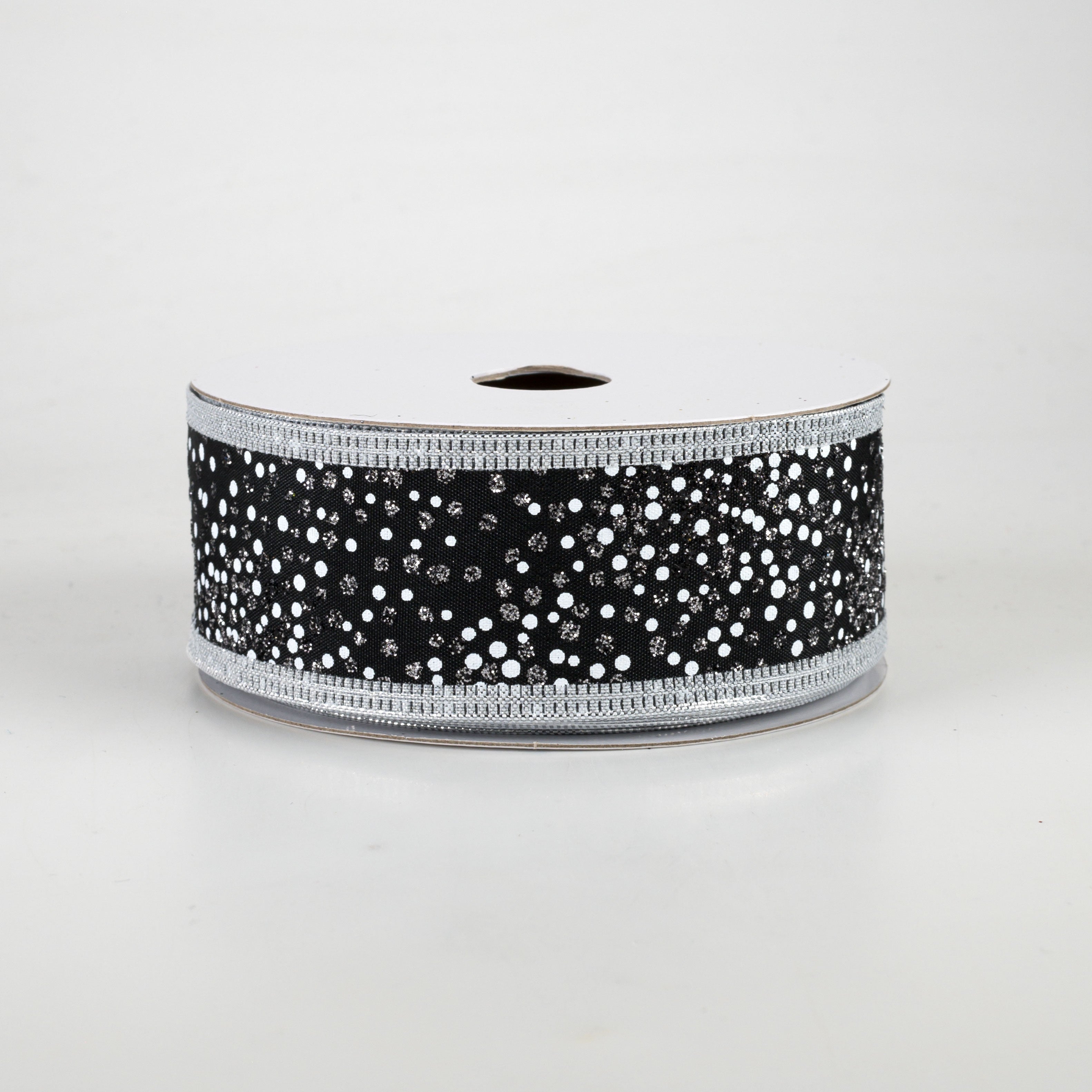 1.5" Glitter Pin Dots Ribbon: Black (10 Yards) Item Number: X741109-21