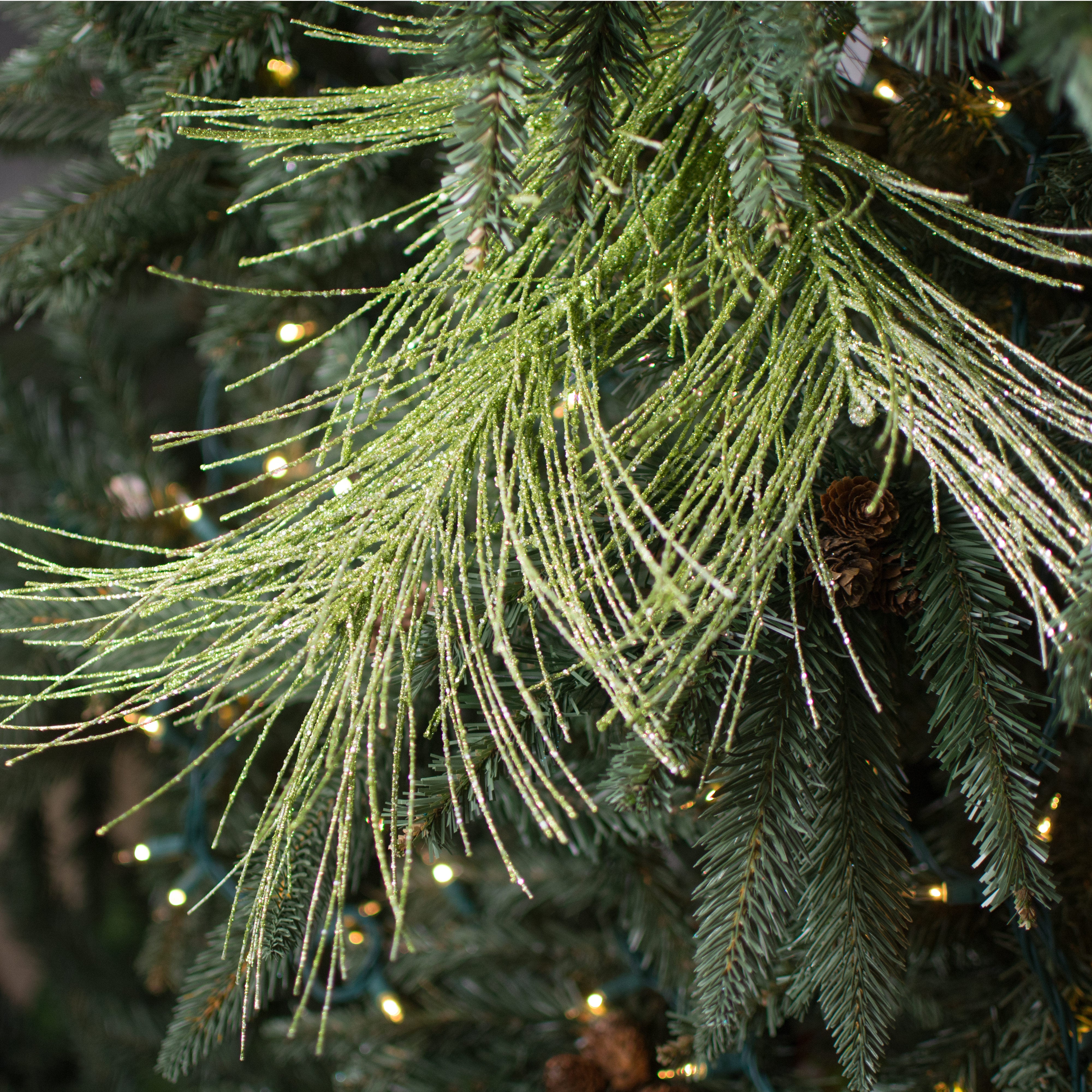 28" Glitter Pine Needle Spray: Lime Lifestyle Photo