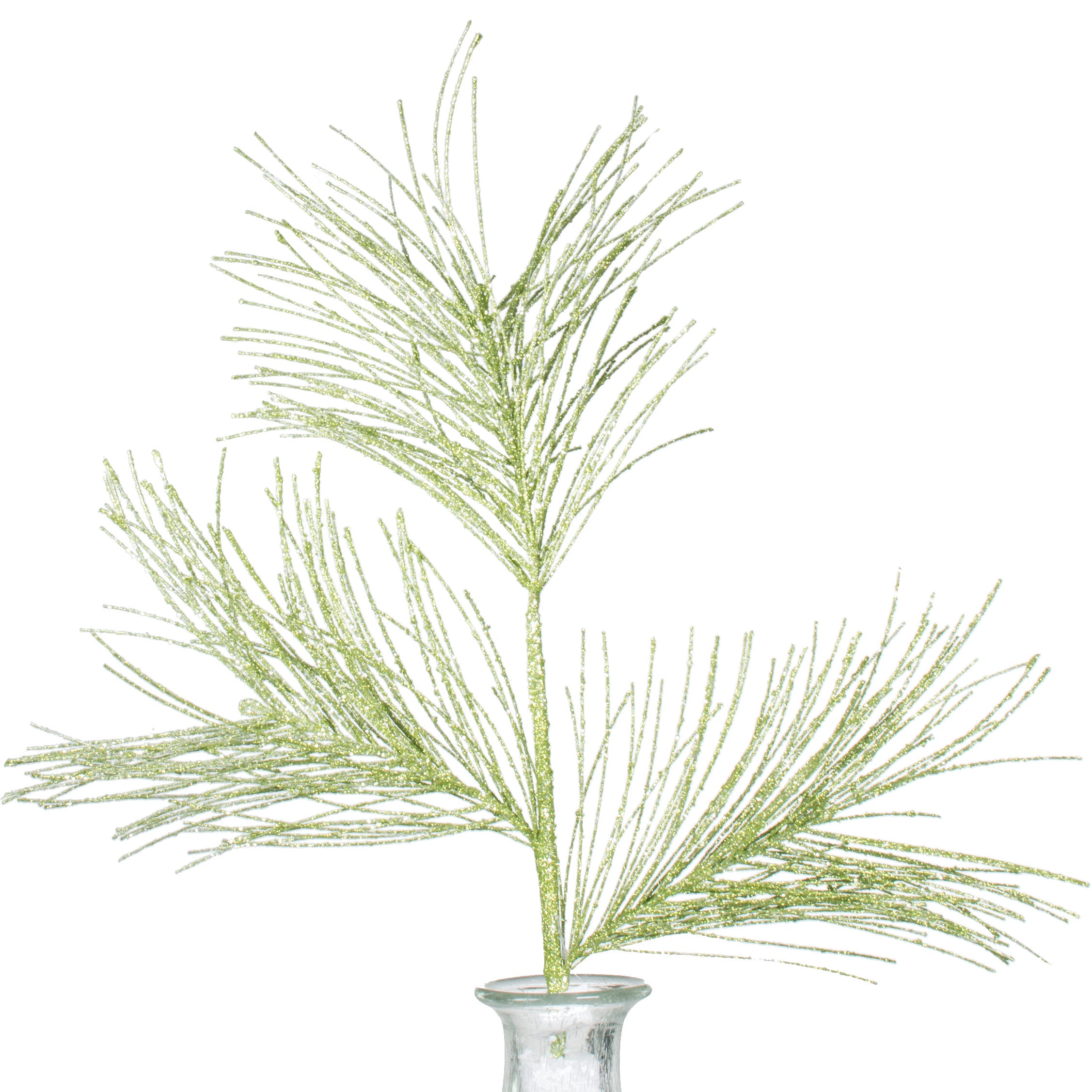 28" Glitter Pine Needle Spray: Lime Item Number: XS701056