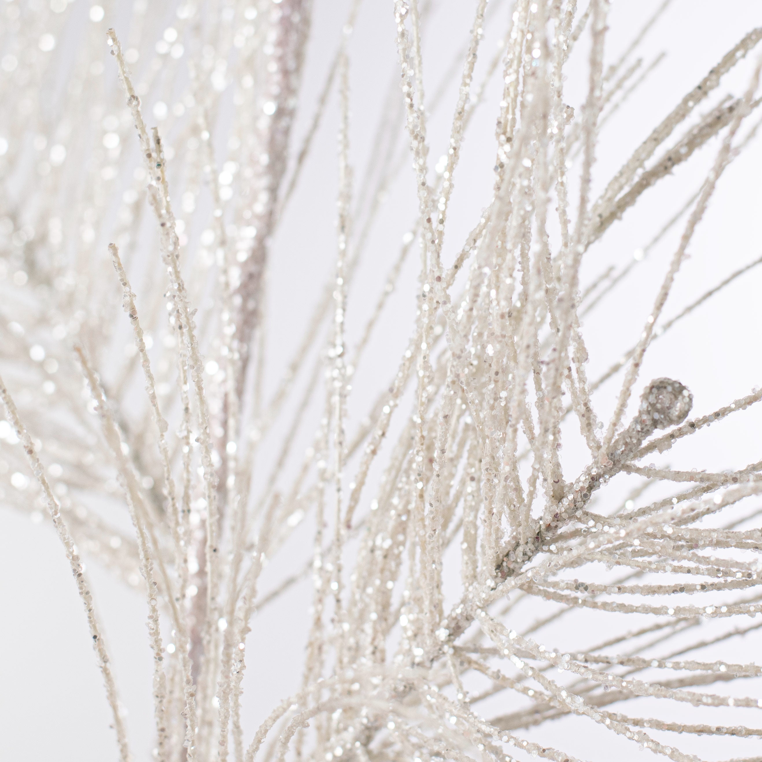 28" Glitter Pine Needle Spray: White Lifestyle Photo