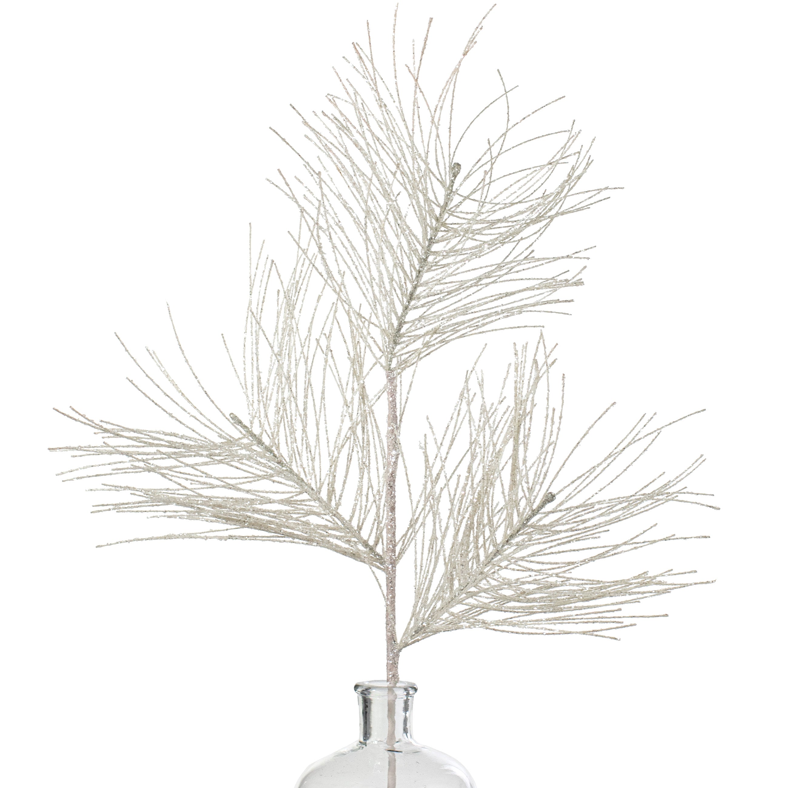 28" Glitter Pine Needle Spray: White Item Number: XS6027